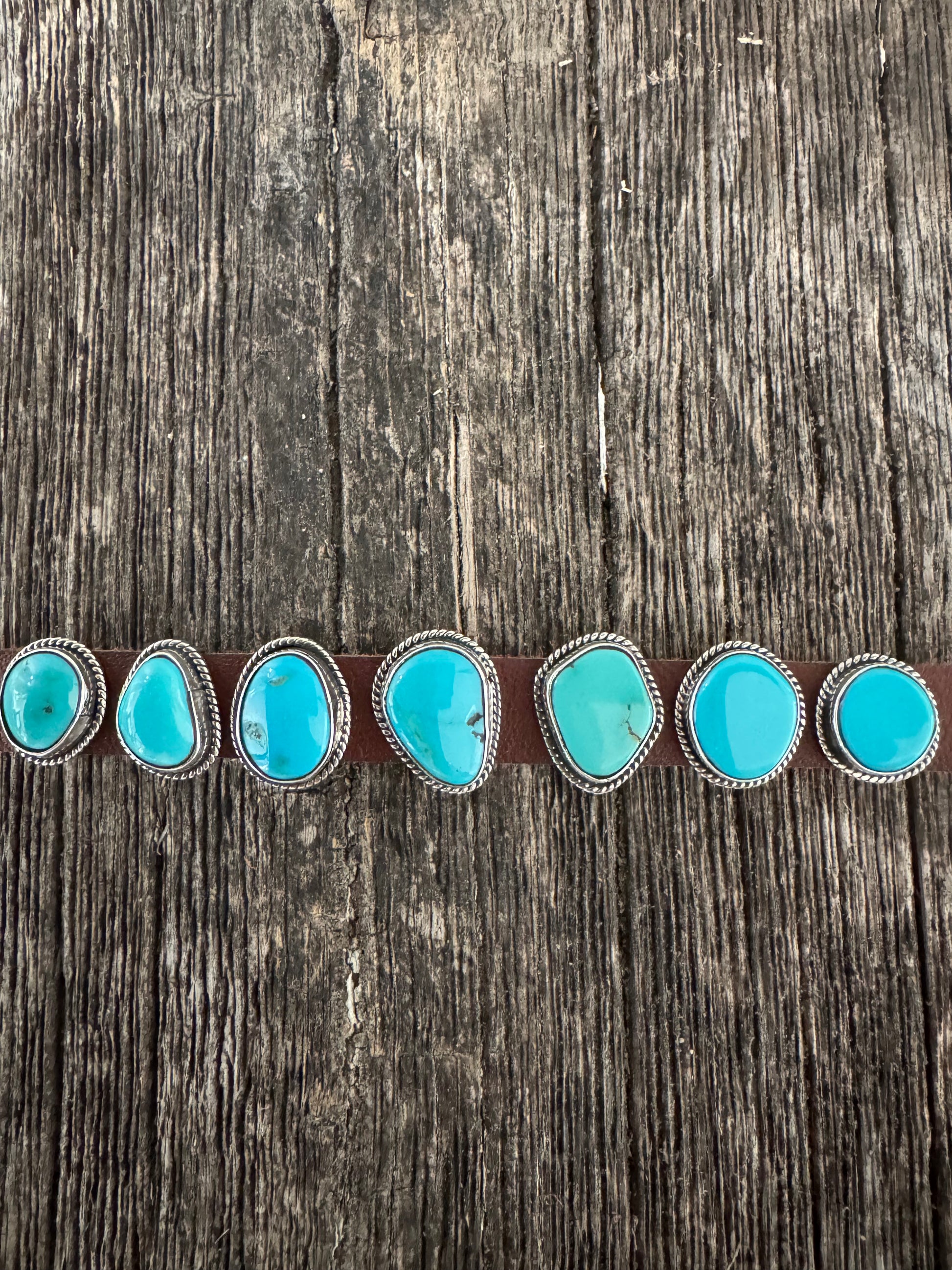 7 Stone Leather Bracelet