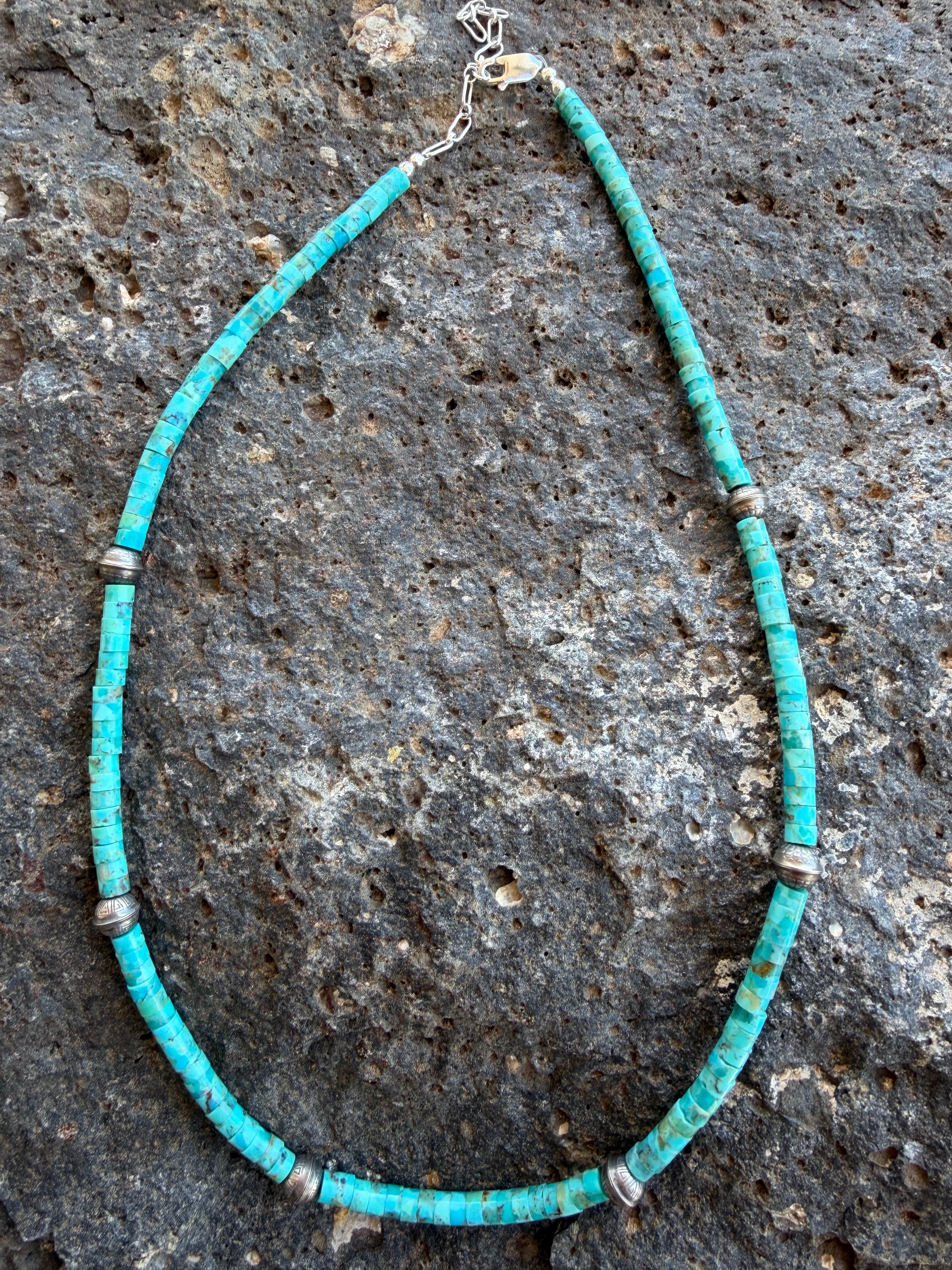 Native American Marquez Tachiini Handmade Turquoise Necklace with