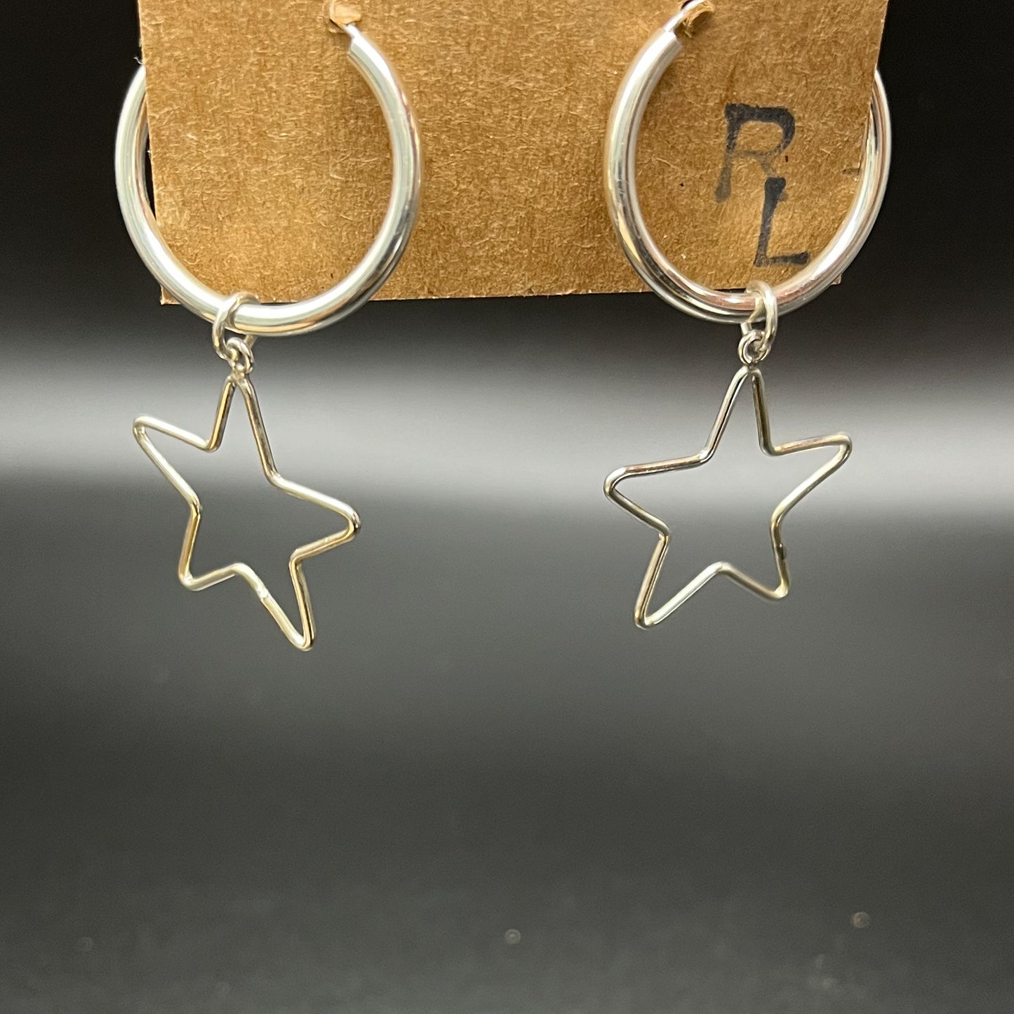 Non- Native Sterling Silver Star Hoop Earrings