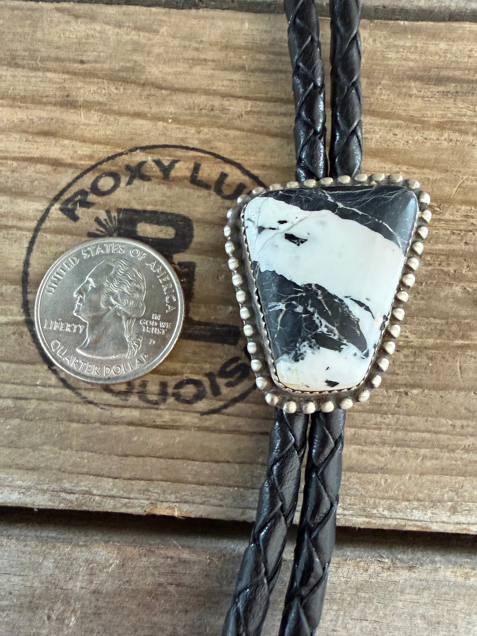 Native American Handmade White Buffalo 🦬 Sterling Silver Bolo Tie