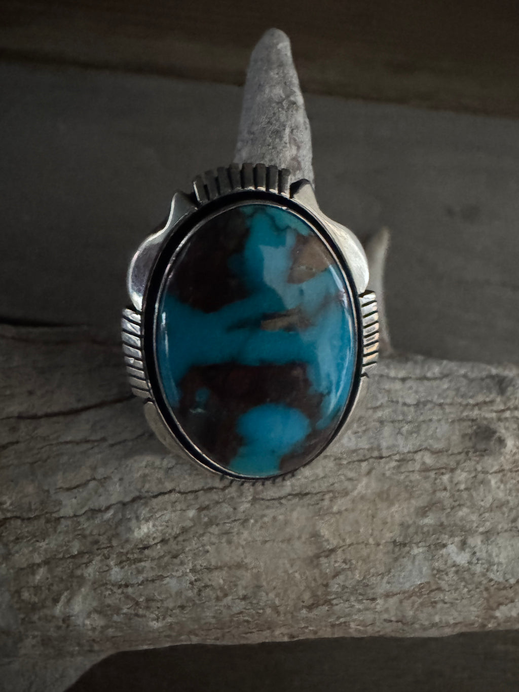 Cooper Willie Handmade Bisbee Turquoise Ring Size 13.5