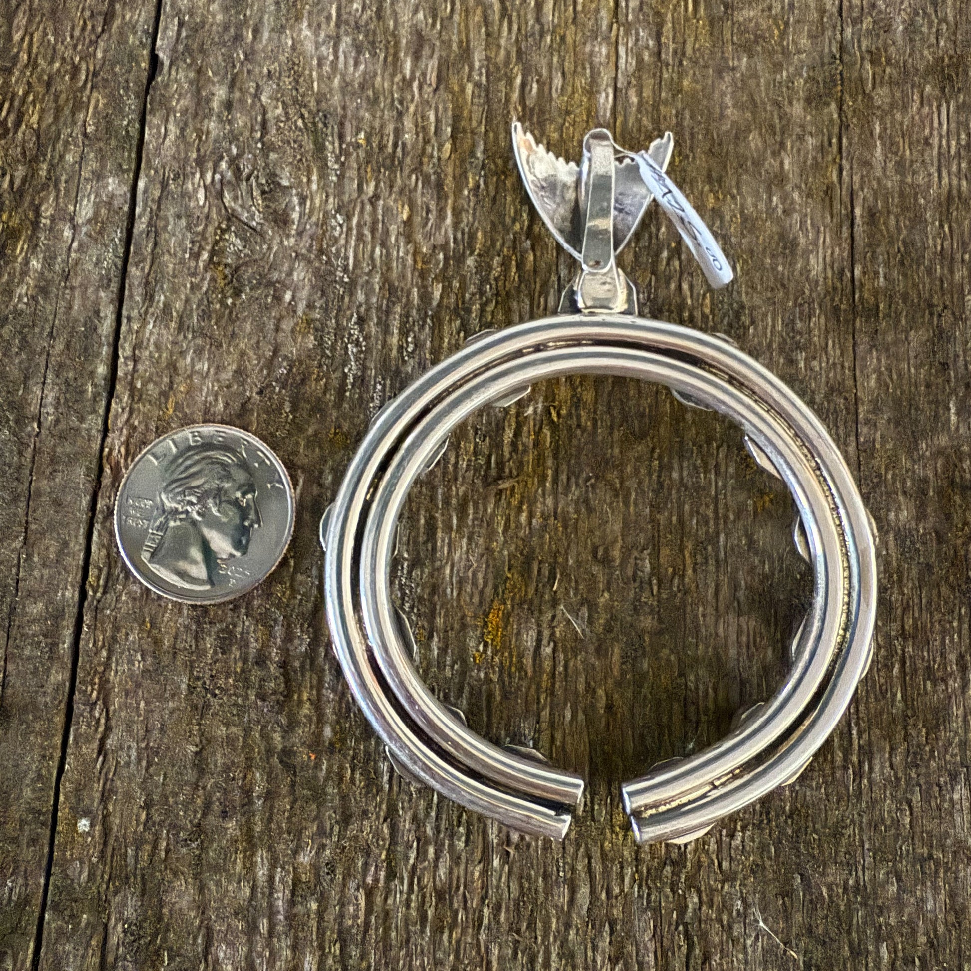 Authentic Native American Handmade Sterling Silver, Turquoise, and Black Onyx Nadja Pendant.