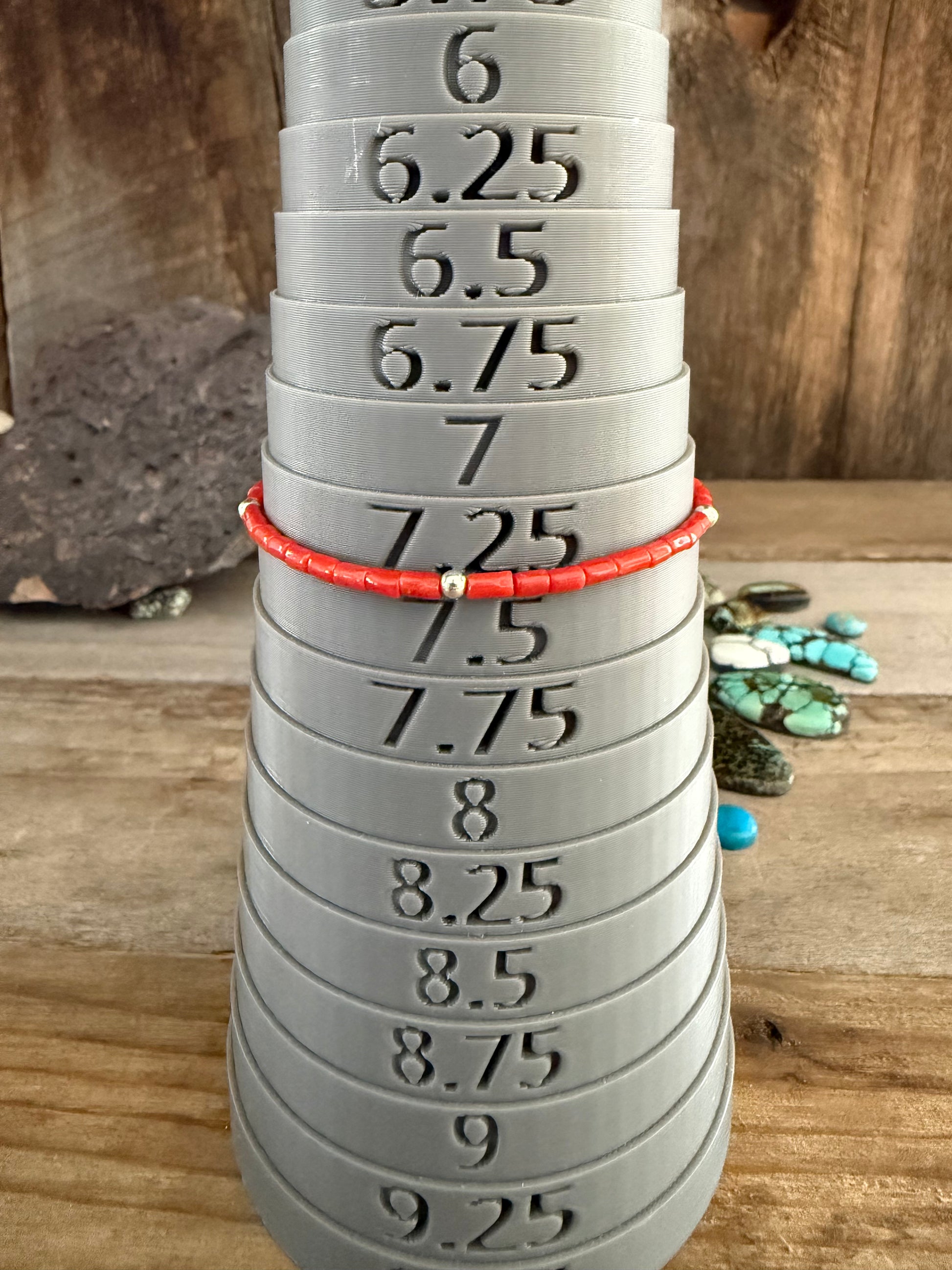 Authentic Native American Handmade Sterling Silver and Coral   Heishi Bead Bracelet size 7.25.