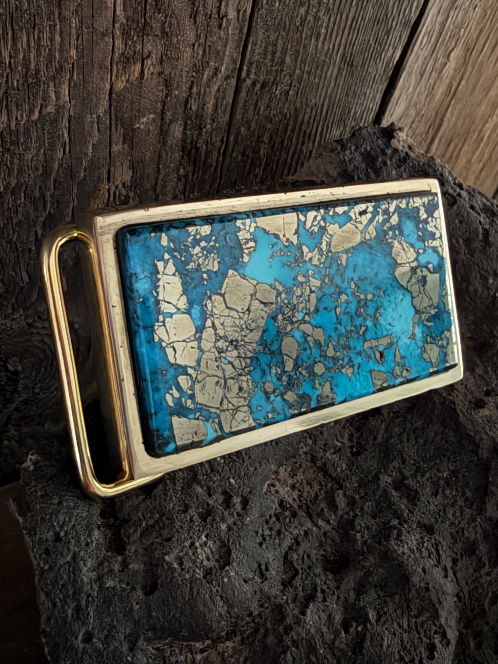 High Grade Persian Turquoise Handmade Belt Buckle (Large)