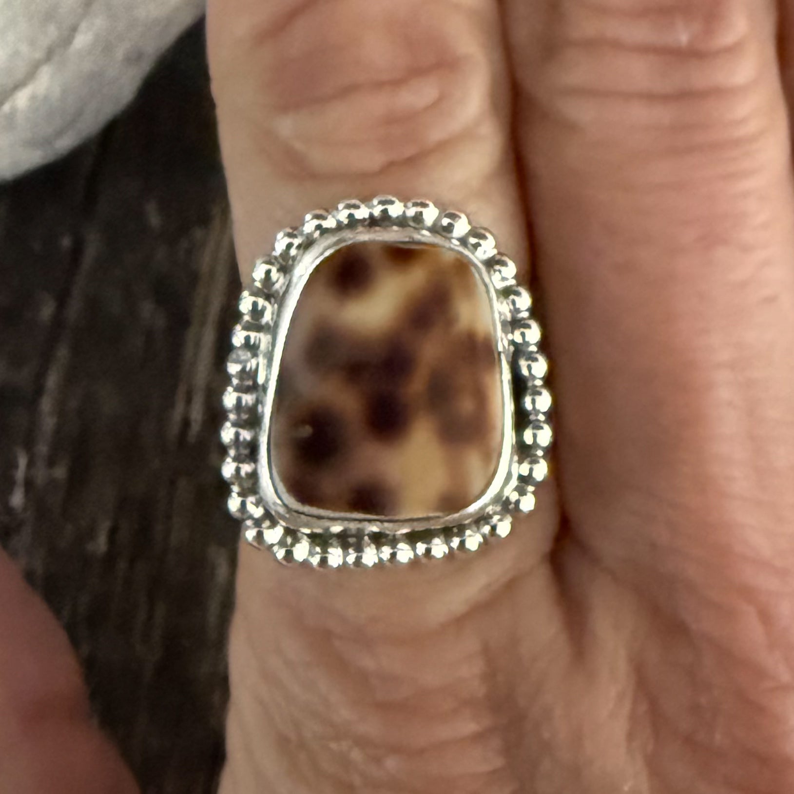 Authentic Native American Handmade Sterling Silver and Cowrie Shell Ring size 8.