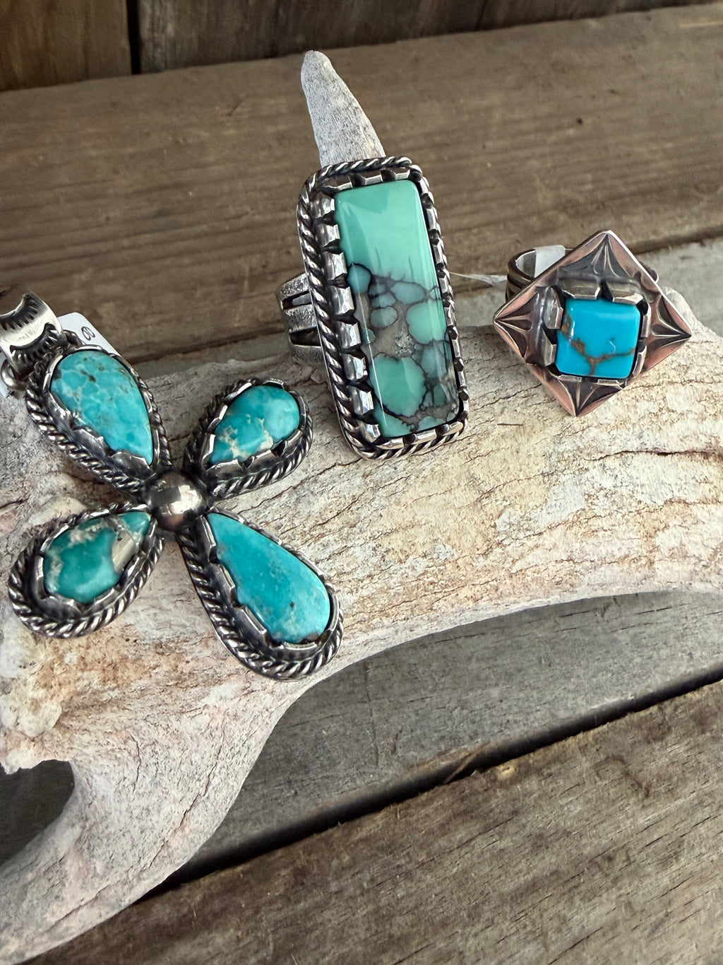 Handmade Sterling Silver Desert Bloom Variscite Ring (non-native) by TV Custom Silver Size 8