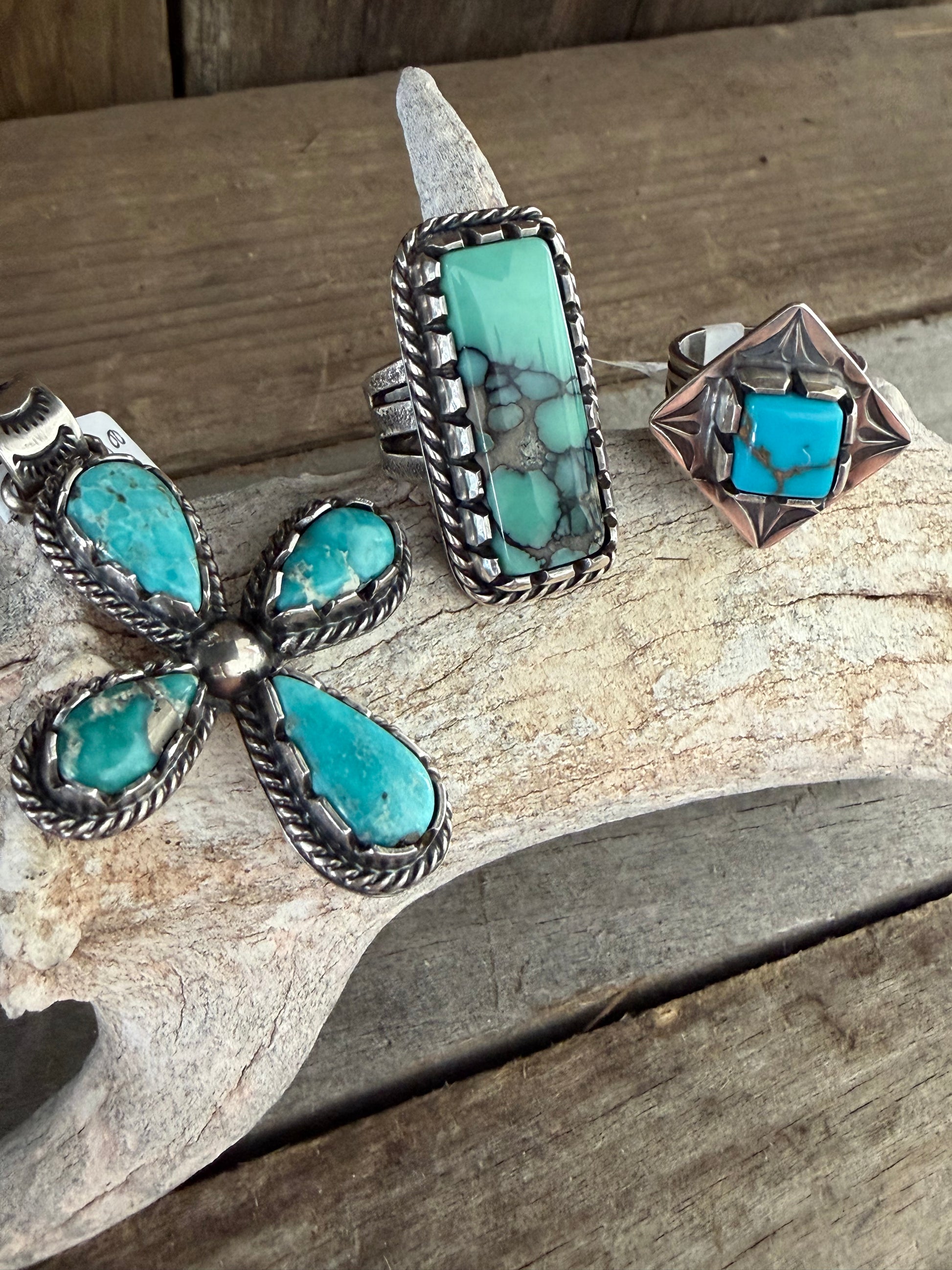 Handmade Sterling Silver Desert Bloom Variscite Ring (non-native) by TV Custom Silver Size 8