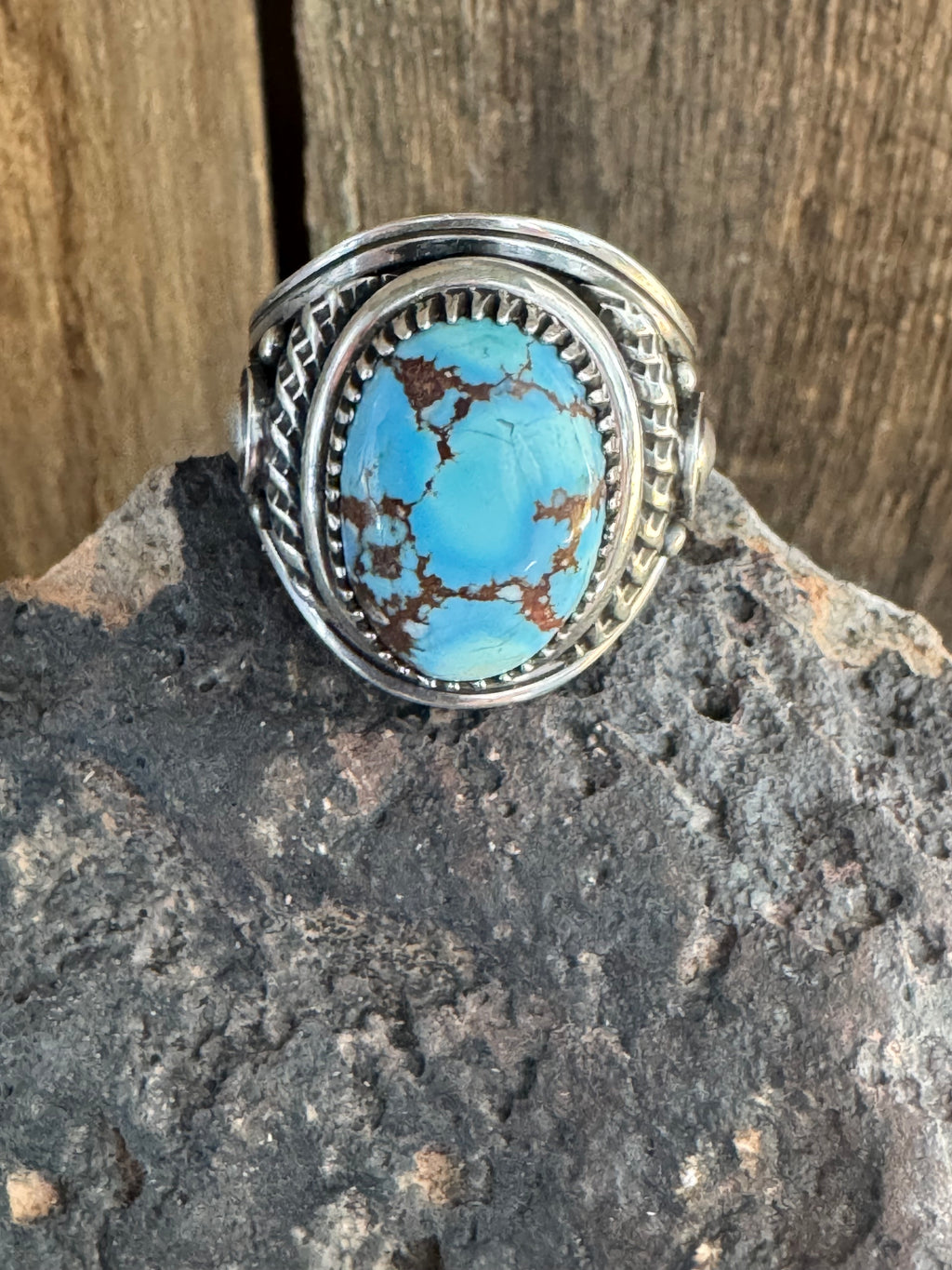 Handmade Golden Hills Turquoise Ring Size 12.75