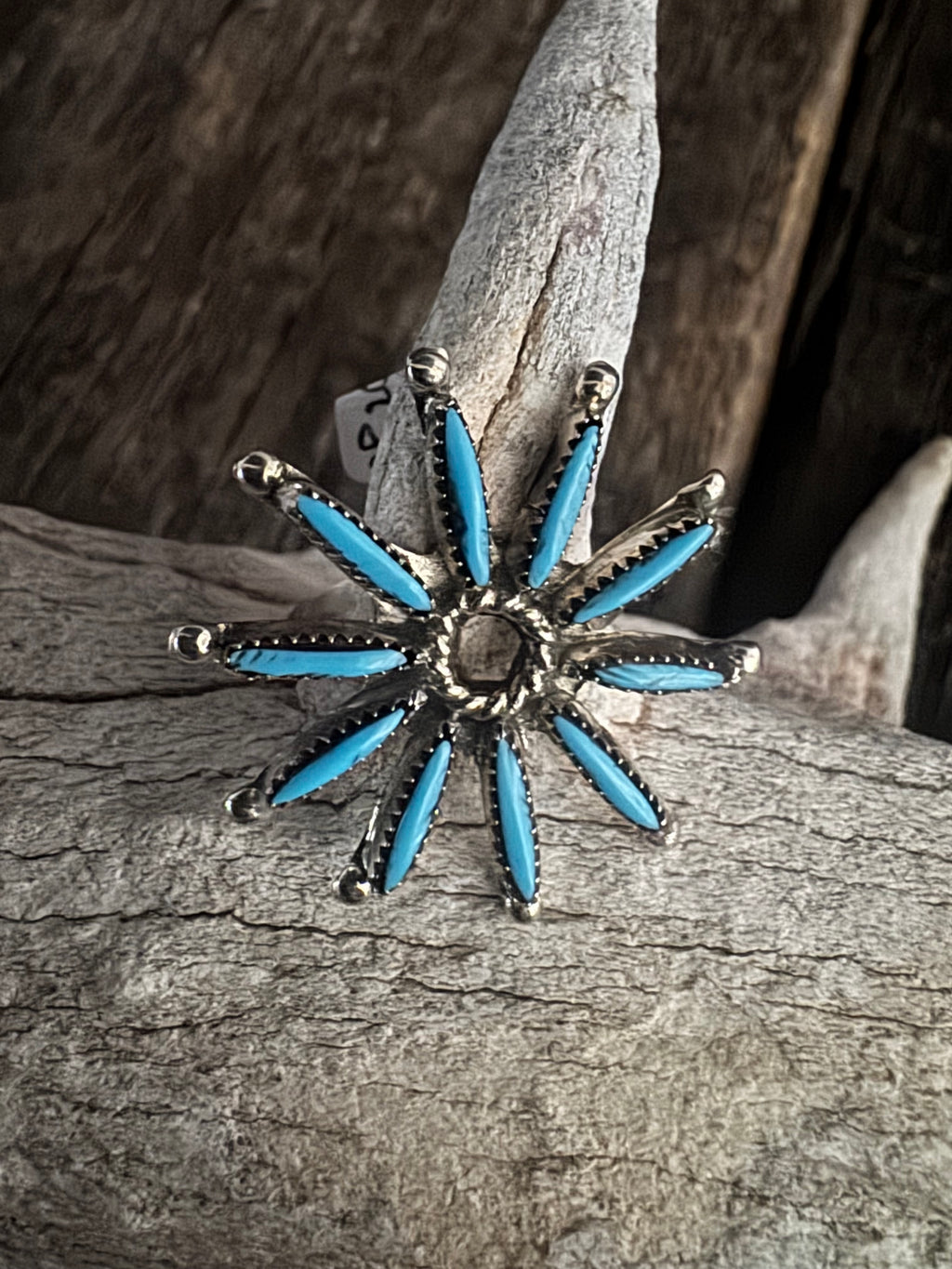 Zuni Needle Point Turquoise Star Ring Size 6.5