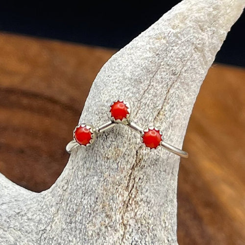 Authentic Handmade Native American Sterling Silver and Coral Ring