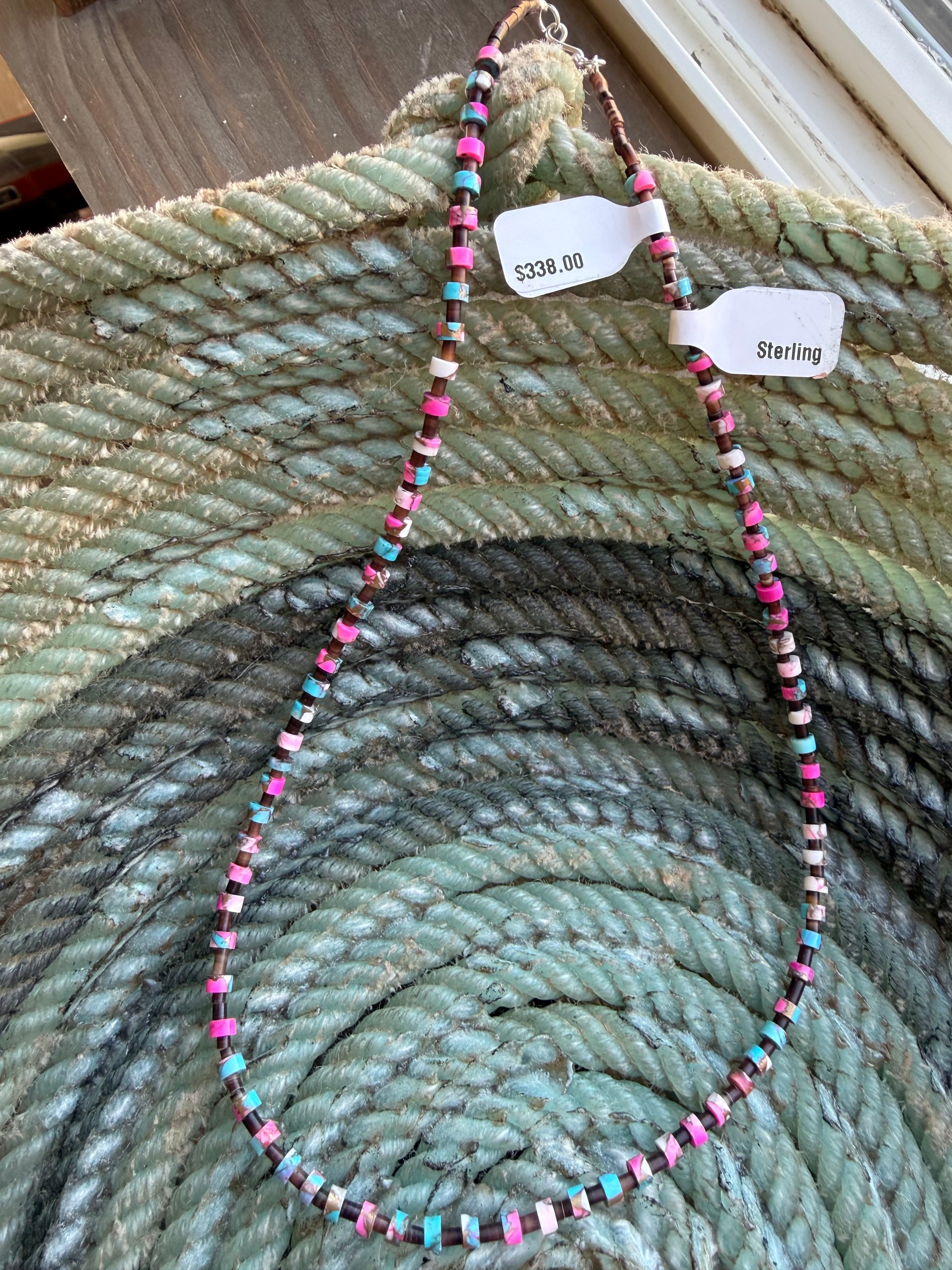 Native American Randy Garcia Handmade Cotton Candy Necklace 20”