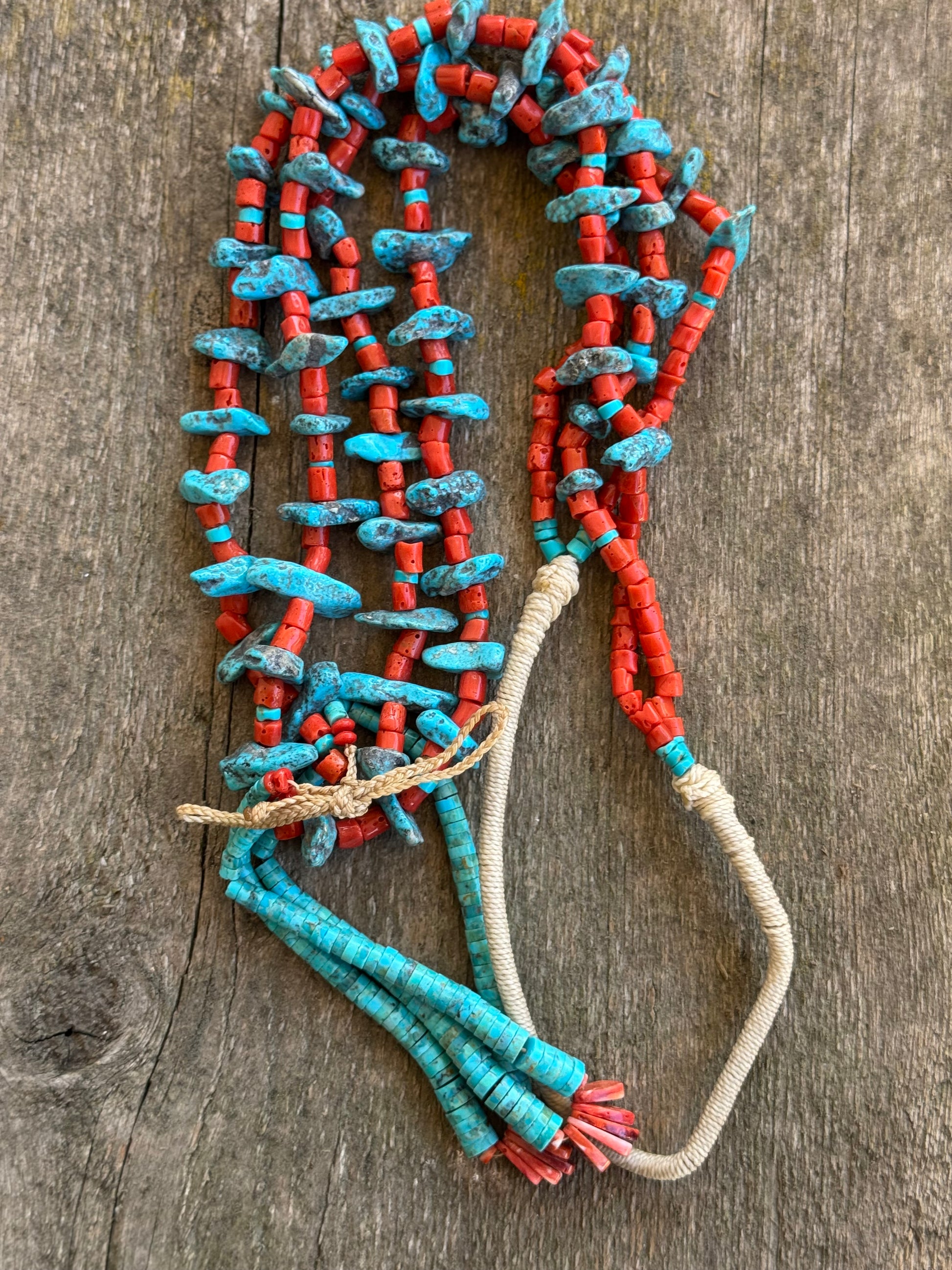 Native American Handmade Turquoise-Coral Necklace
