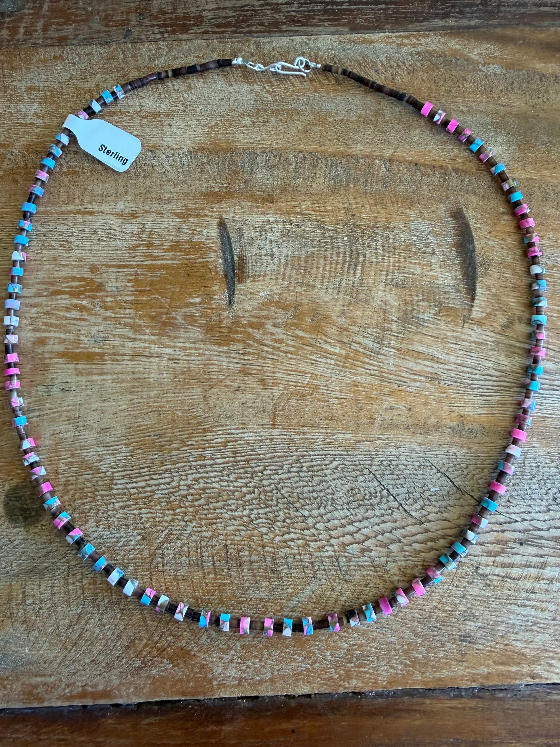 Native American Randy Garcia Handmade Cotton Candy Necklace 20”