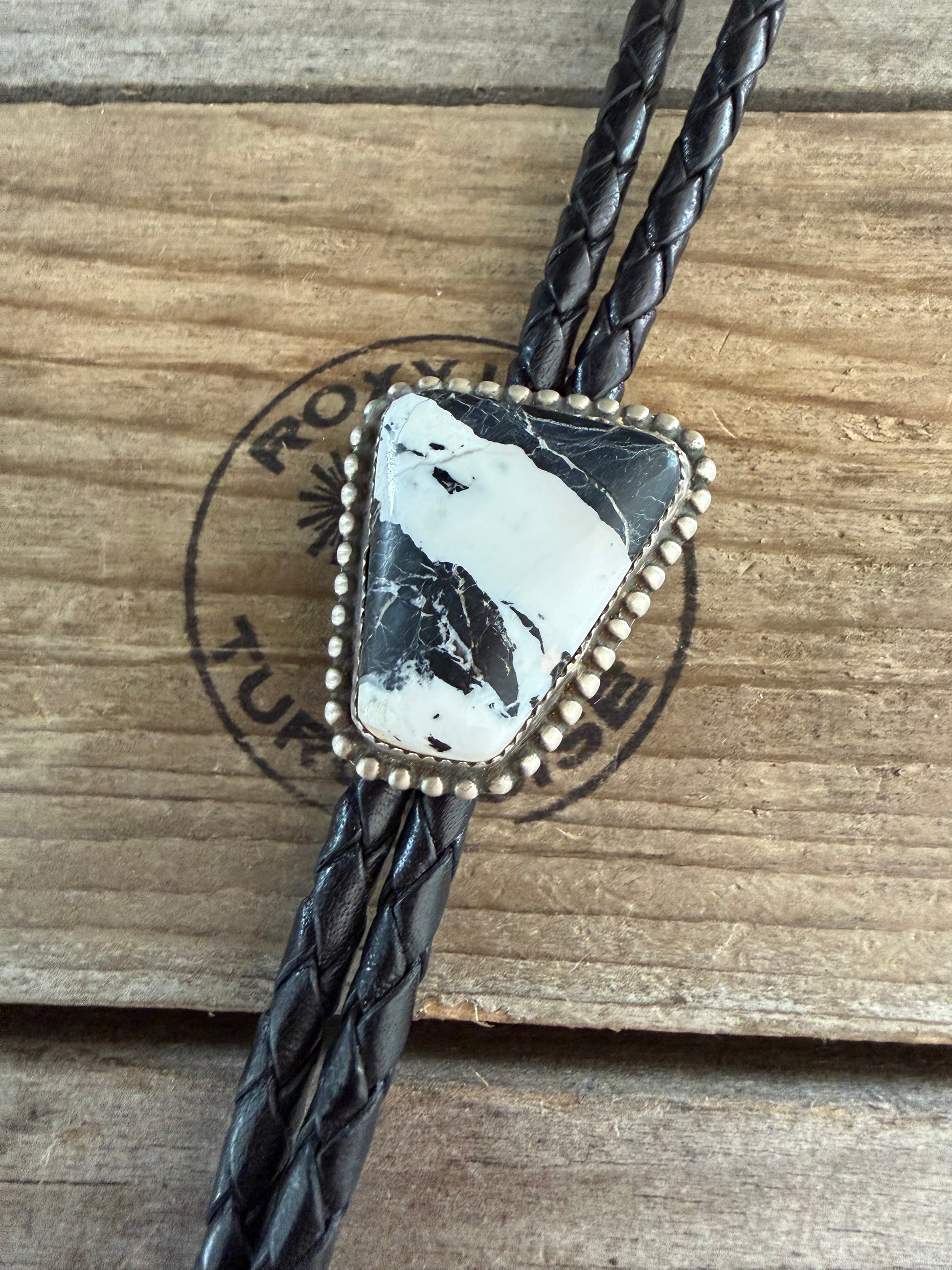 Native American Handmade White Buffalo 🦬 Sterling Silver Bolo Tie