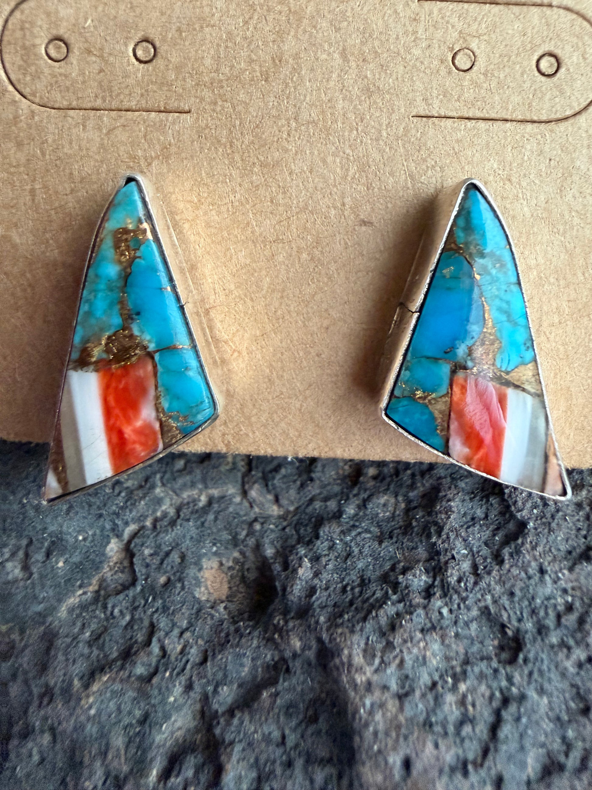 Native American Handmade Mojave Turquoise Sterling Silver Earrings