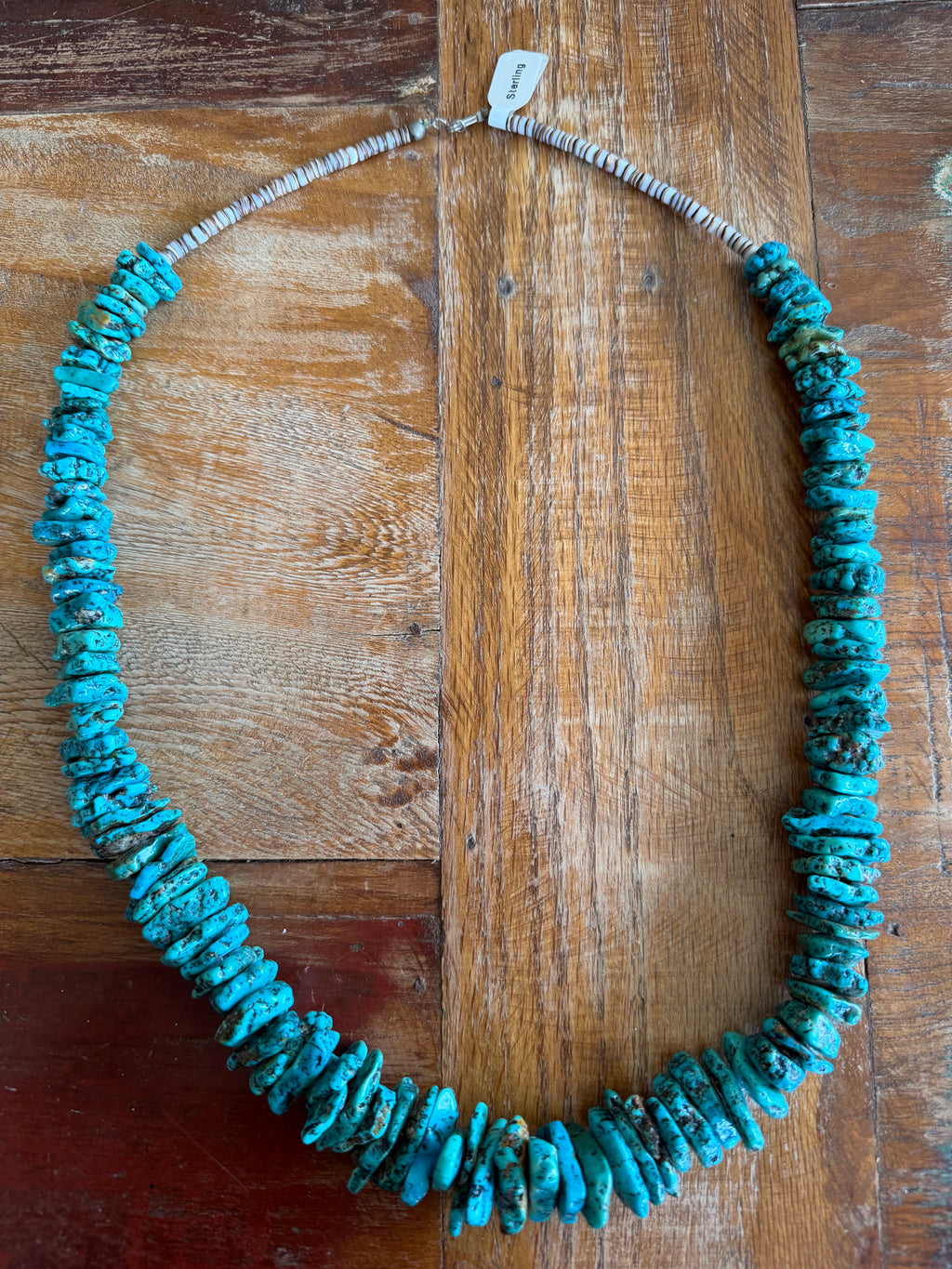 Native American Handmade Heavy Chunky Kingman Nugget Necklace 30”
