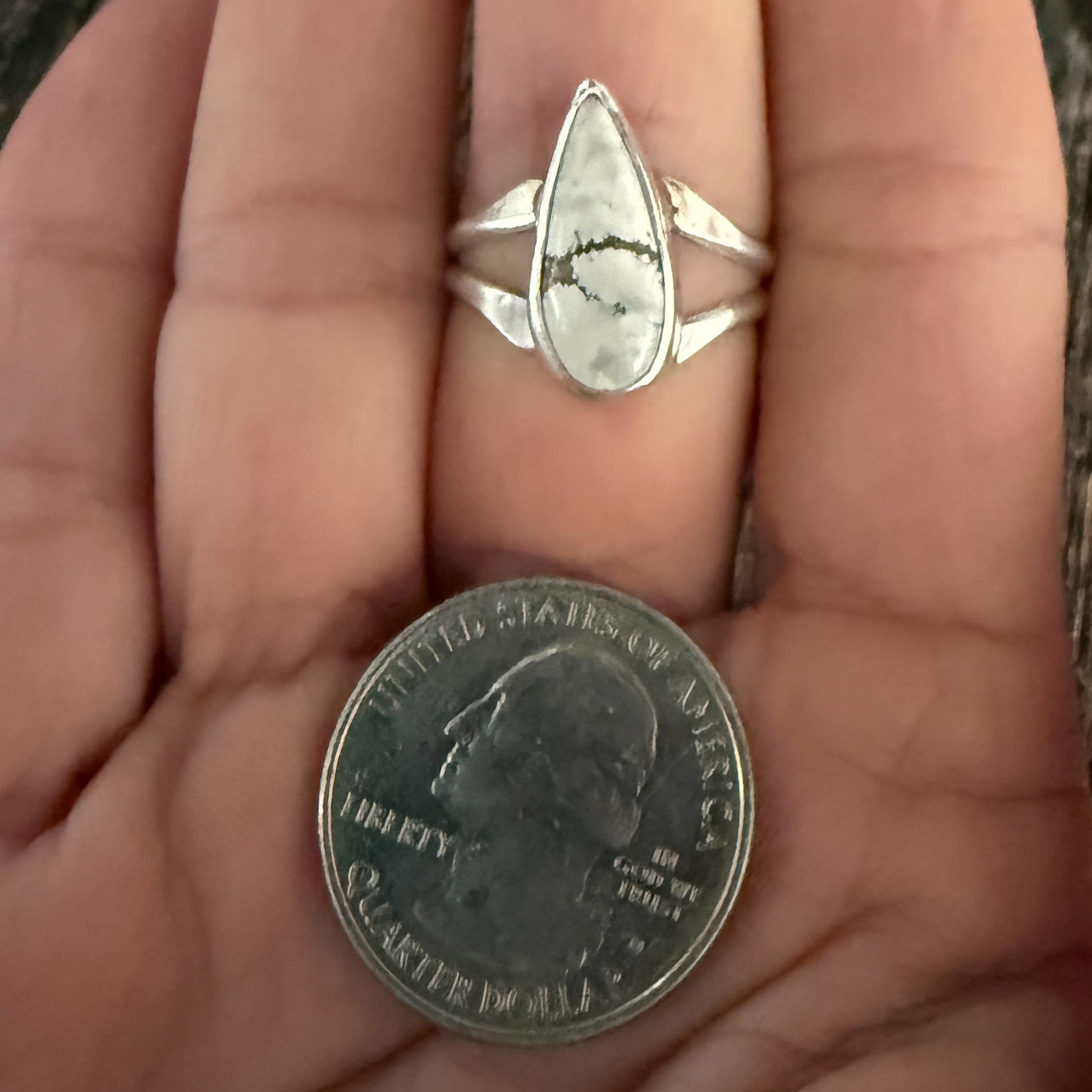 Authentic Native American Handmade Sterling Silver and Ivory Creek Variscite Ring size 8 1/2.