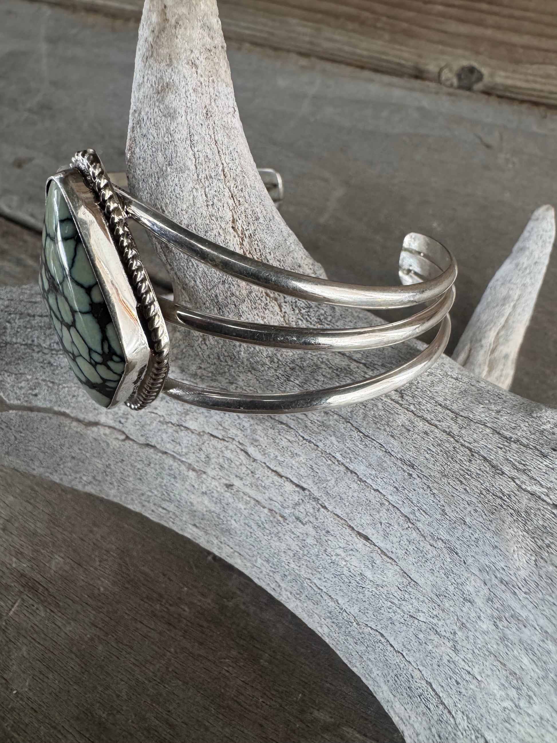 Handmade Sterling Silver Desert Bloom Variscite Bracelet