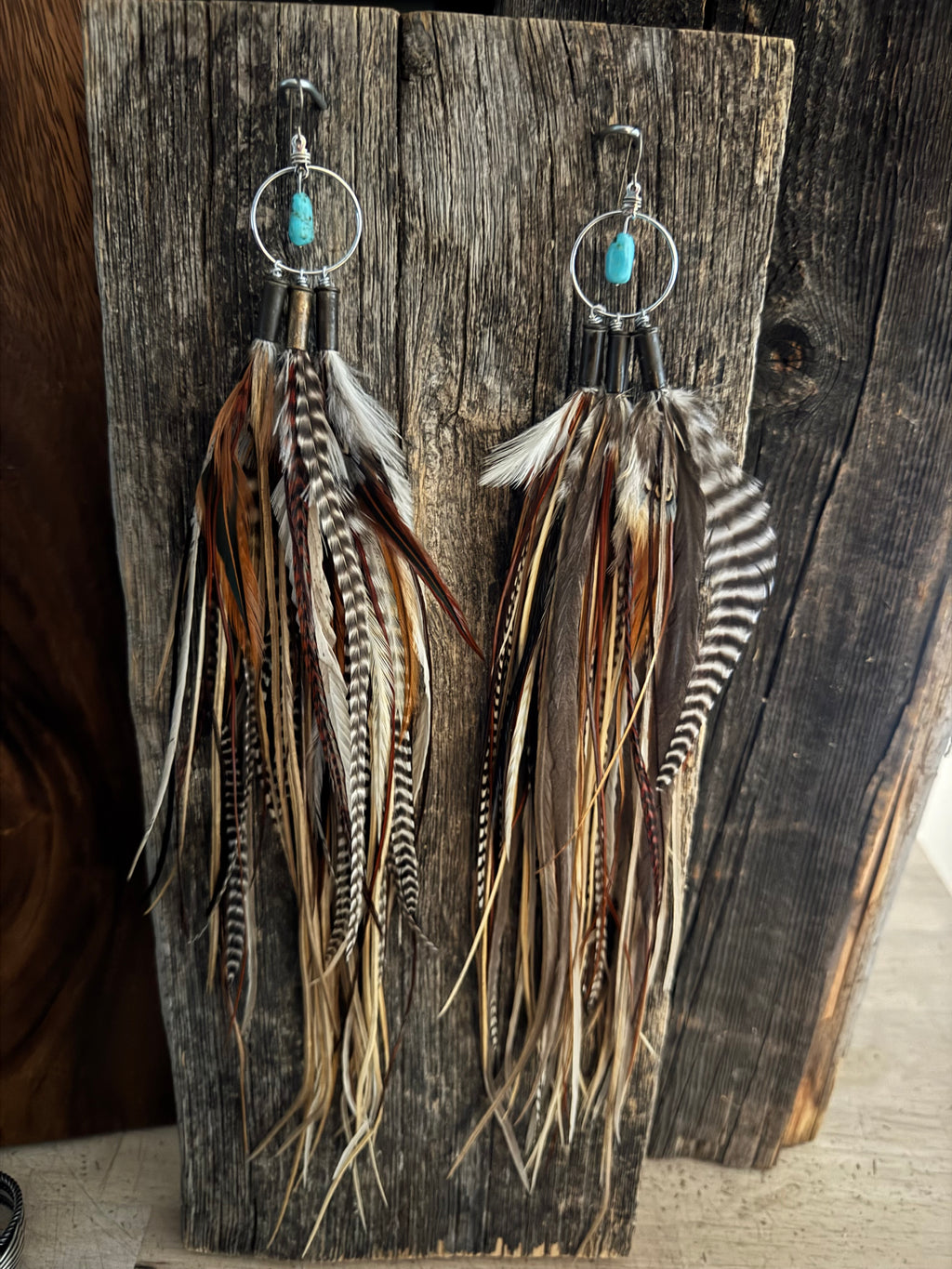 Turquoise Feathered Earrings
