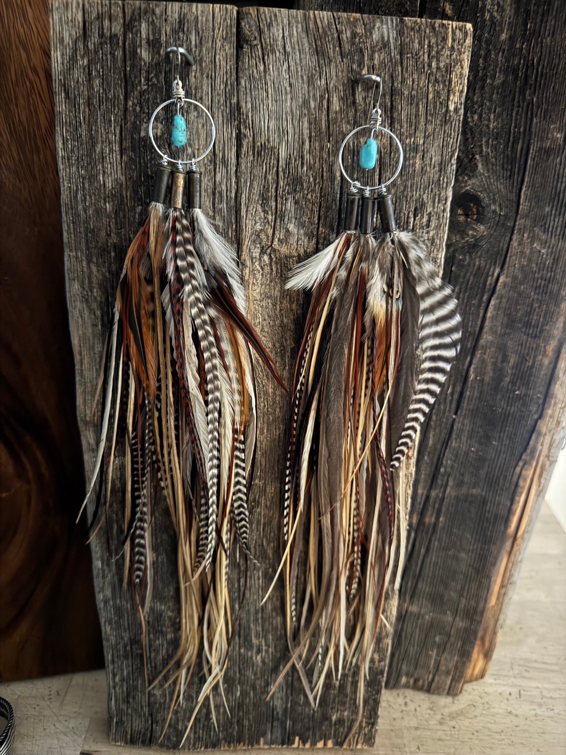 Turquoise Feathered Earrings