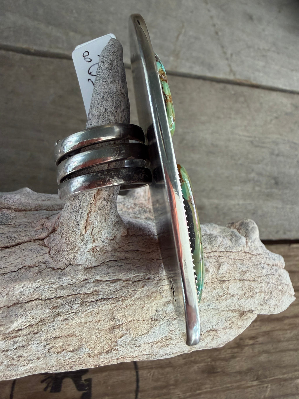 Handmade Royston Turquoise-Sterling Silver Statement Ring Adjustable Size 😮