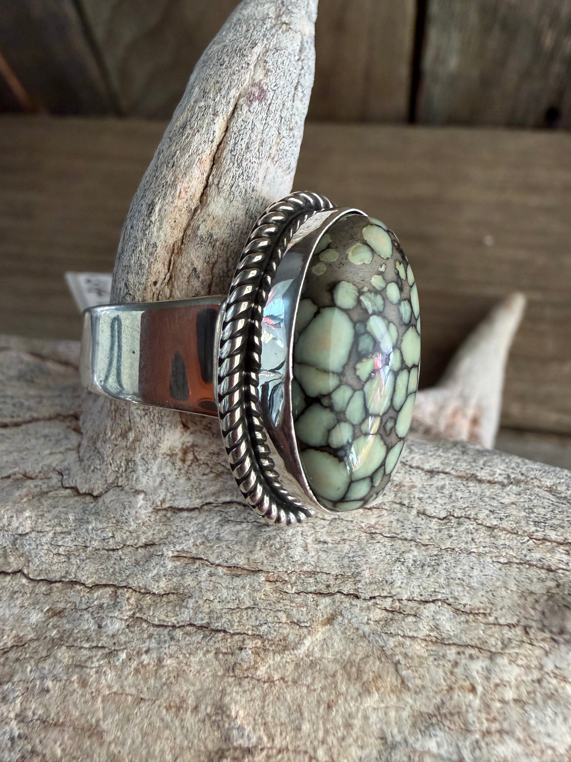 Native American Albert Jake Sterling Silver-Desert Bloom Handmade Ring Size 7.5