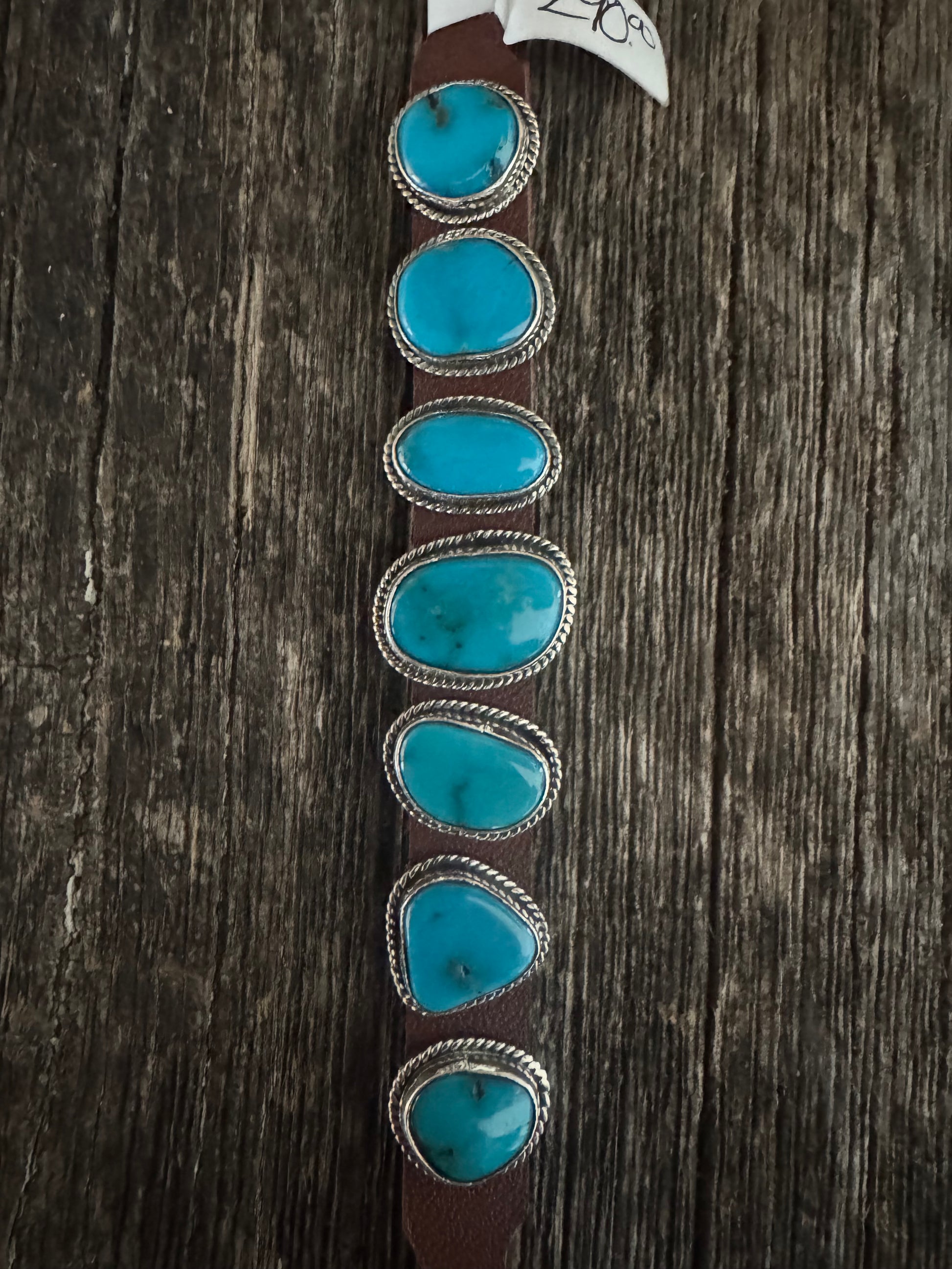 7 Stone Leather Bracelet