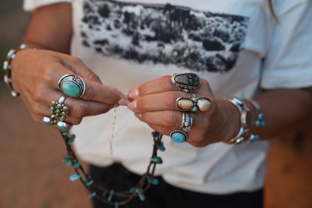 Native American Marquez Tachiini Olive Heishi Kingman Teardrop 2 Strand Necklace