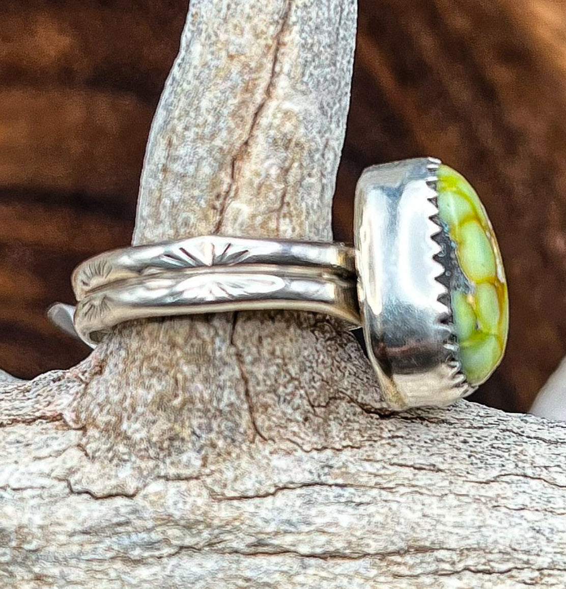 Authentic Native American Handmade Palomino Variscite Ring