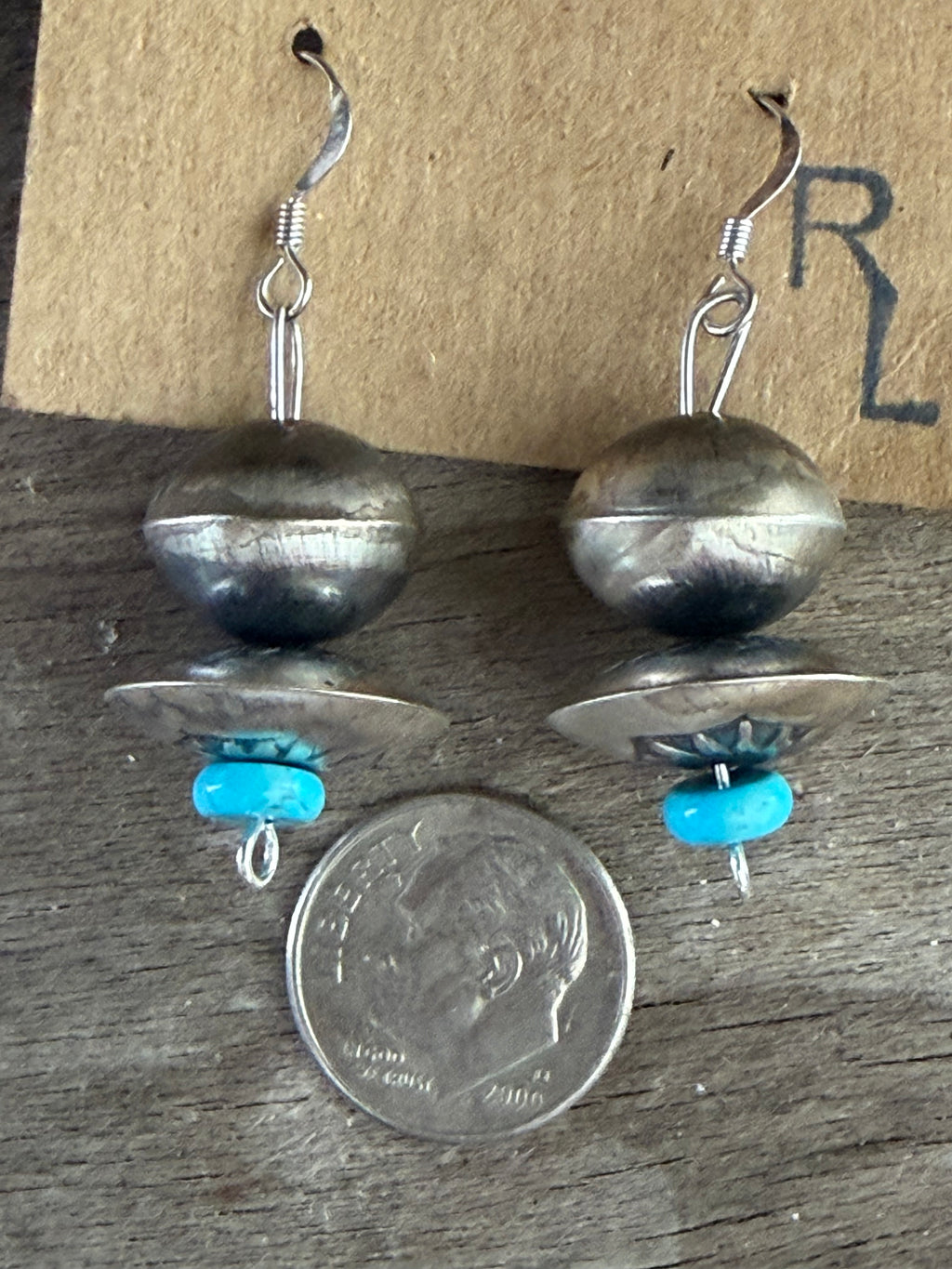 Native American Handmade Navajo Pearl Turquoise Earrings