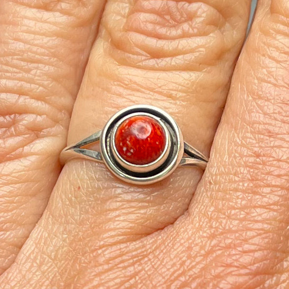 Authentic Native American Red Jasper Sterling Silver Ring