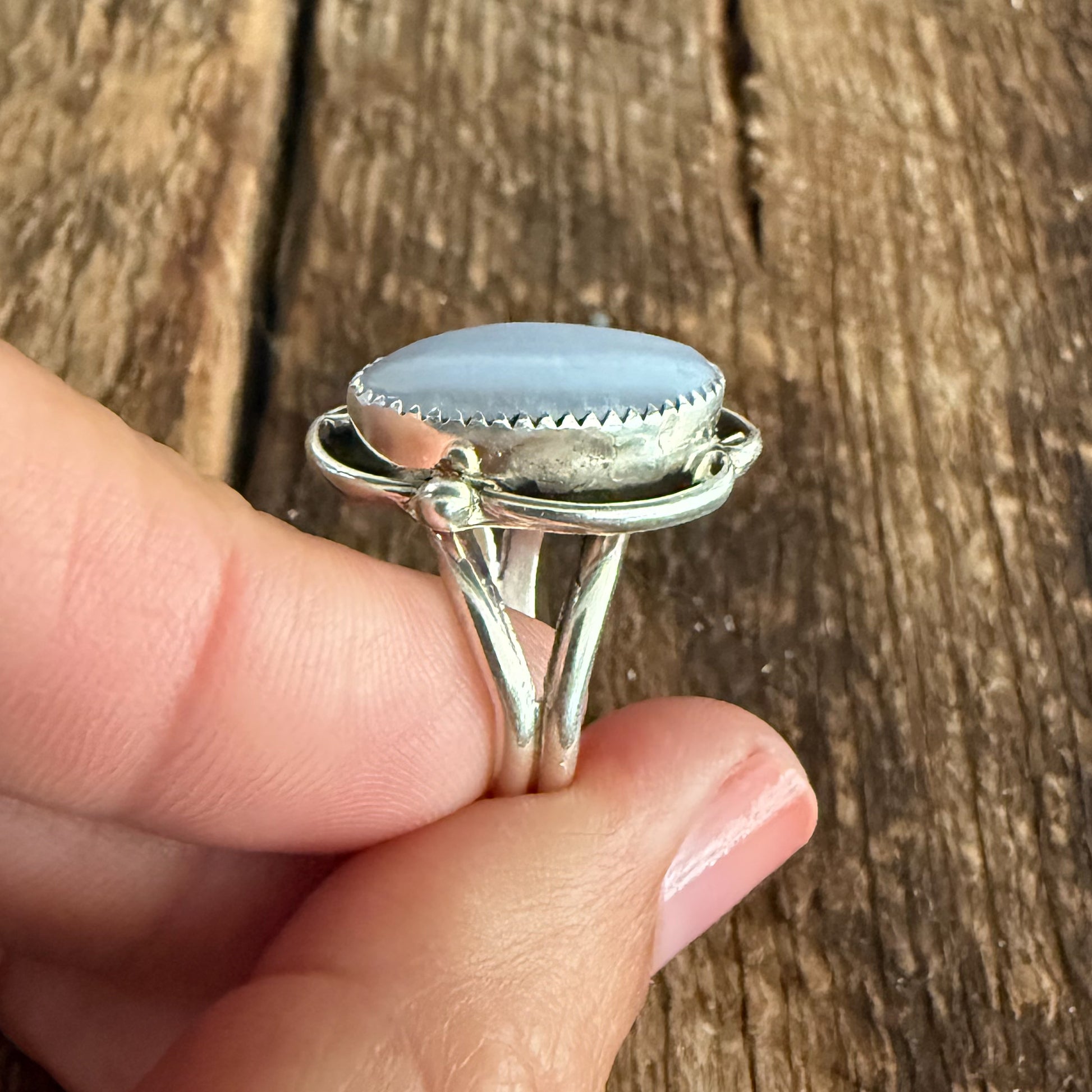 Authentic Native American Handmade Sterling Silver and Lace Agate Ring size 6.