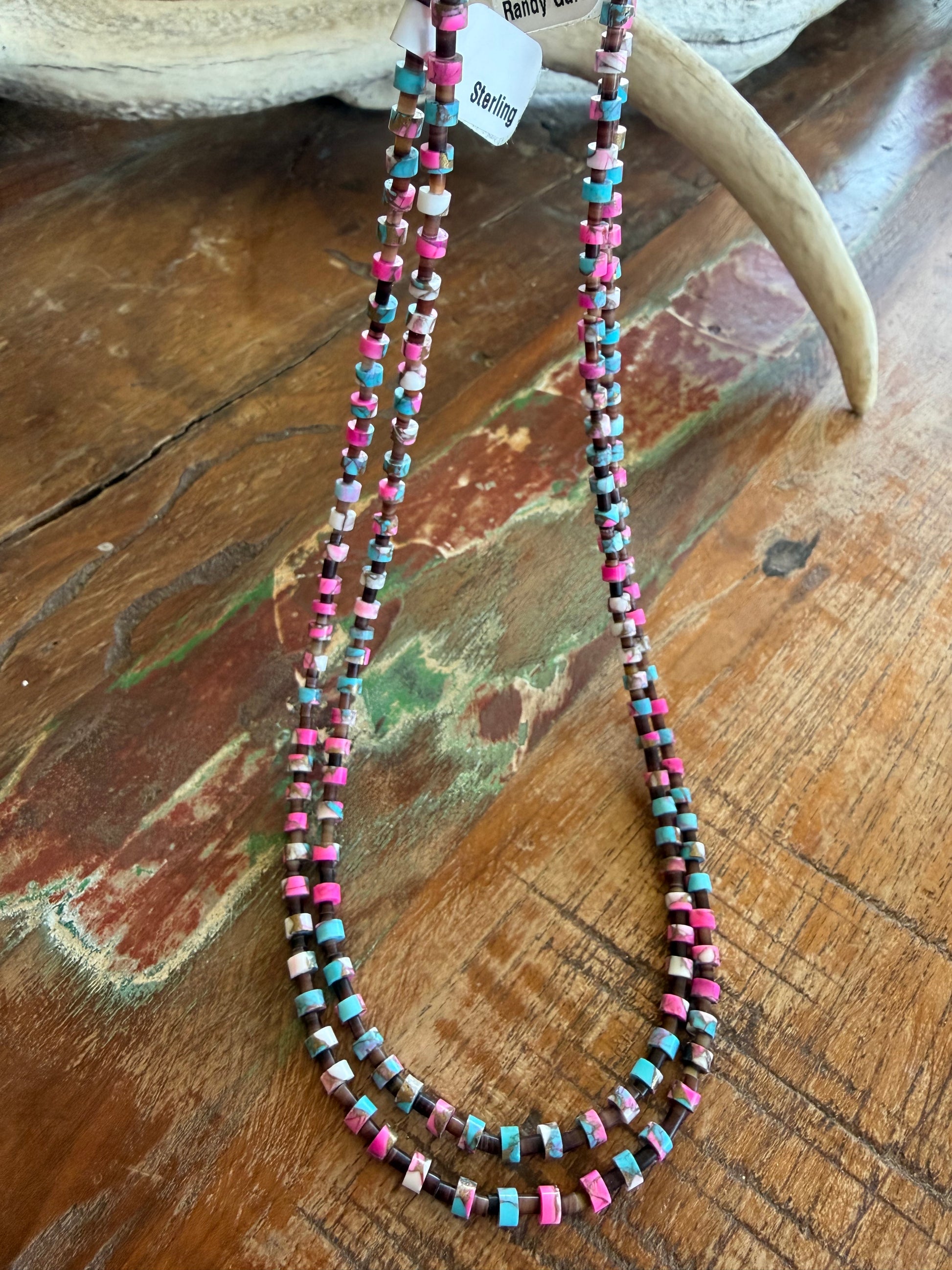 Native American Randy Garcia Handmade Cotton Candy Necklace 20”