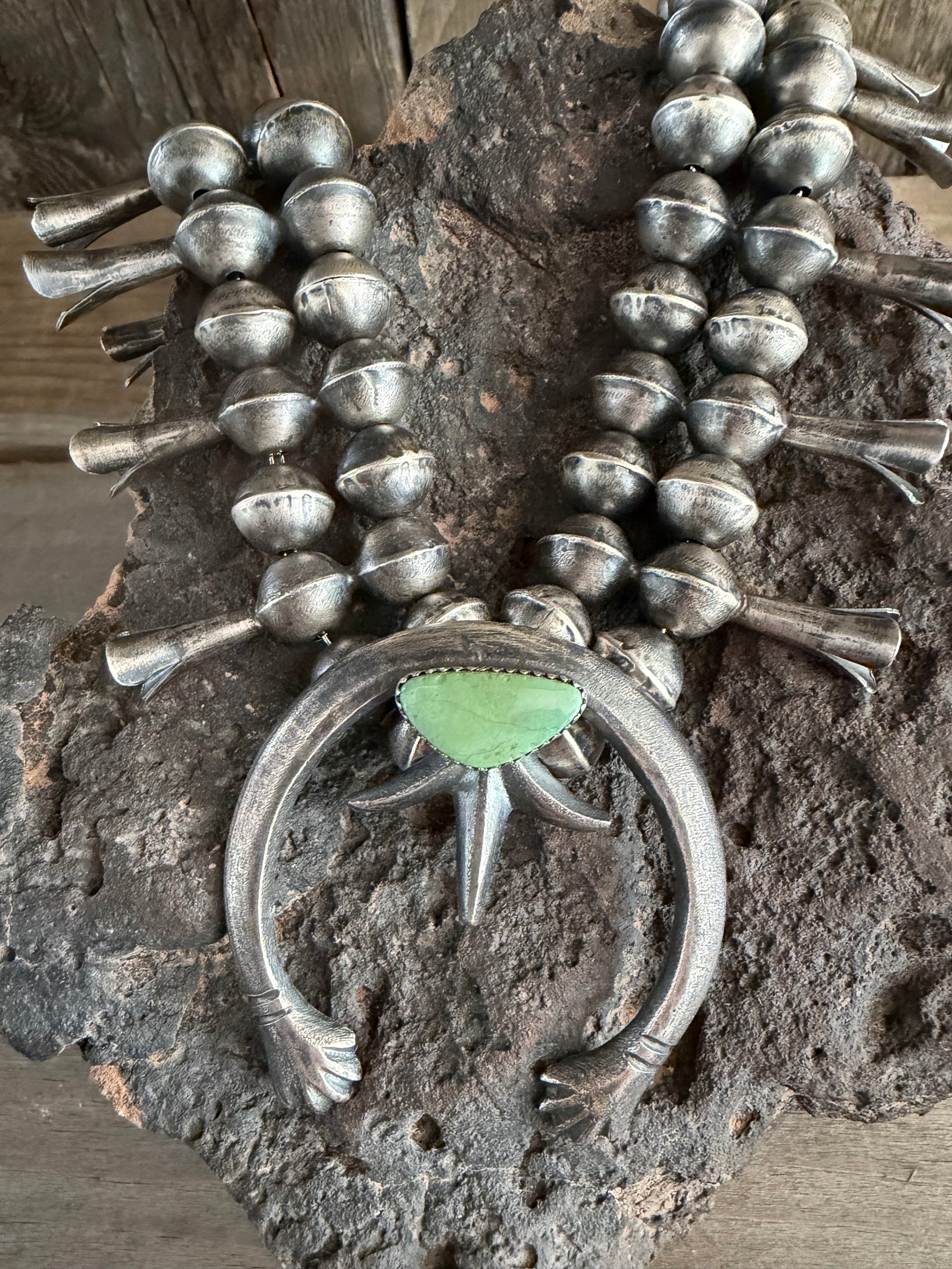 Native American Handmade Navajo Pearl Squash Blossom Nadja Vintage Sterling Silver 😮