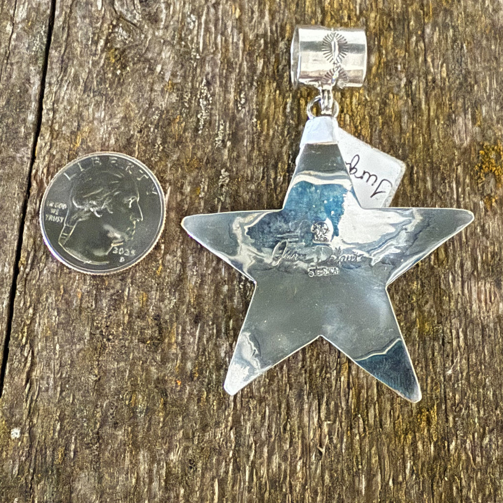 Authentic Native American Handmade Stamped Turquoise Star Pendant