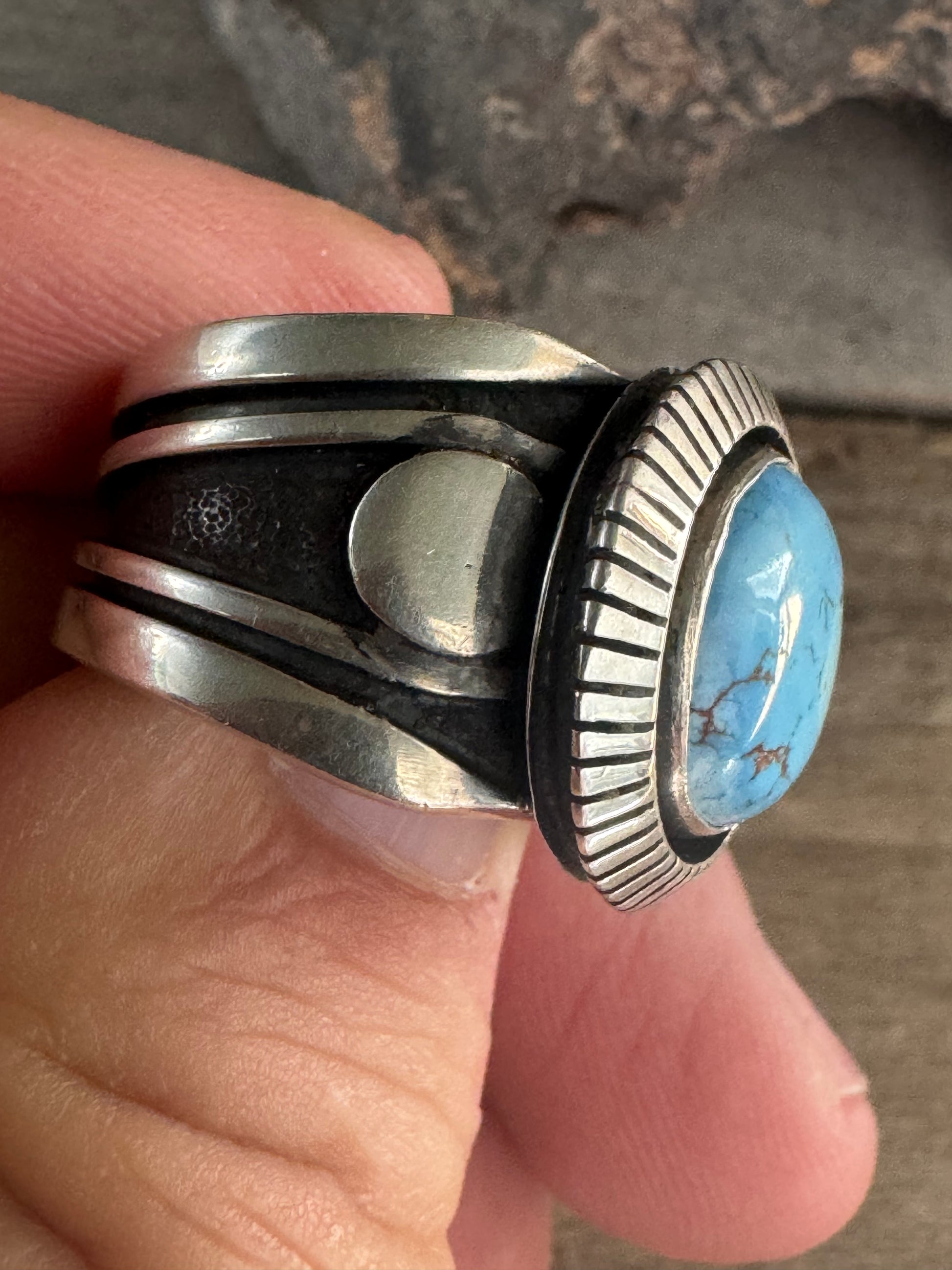 Cooper Willie Handmade Golden Hills Turquoise-Silver Ring Size 11