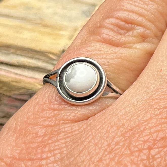 Authentic Native American White Buffalo Sterling Silver Ring