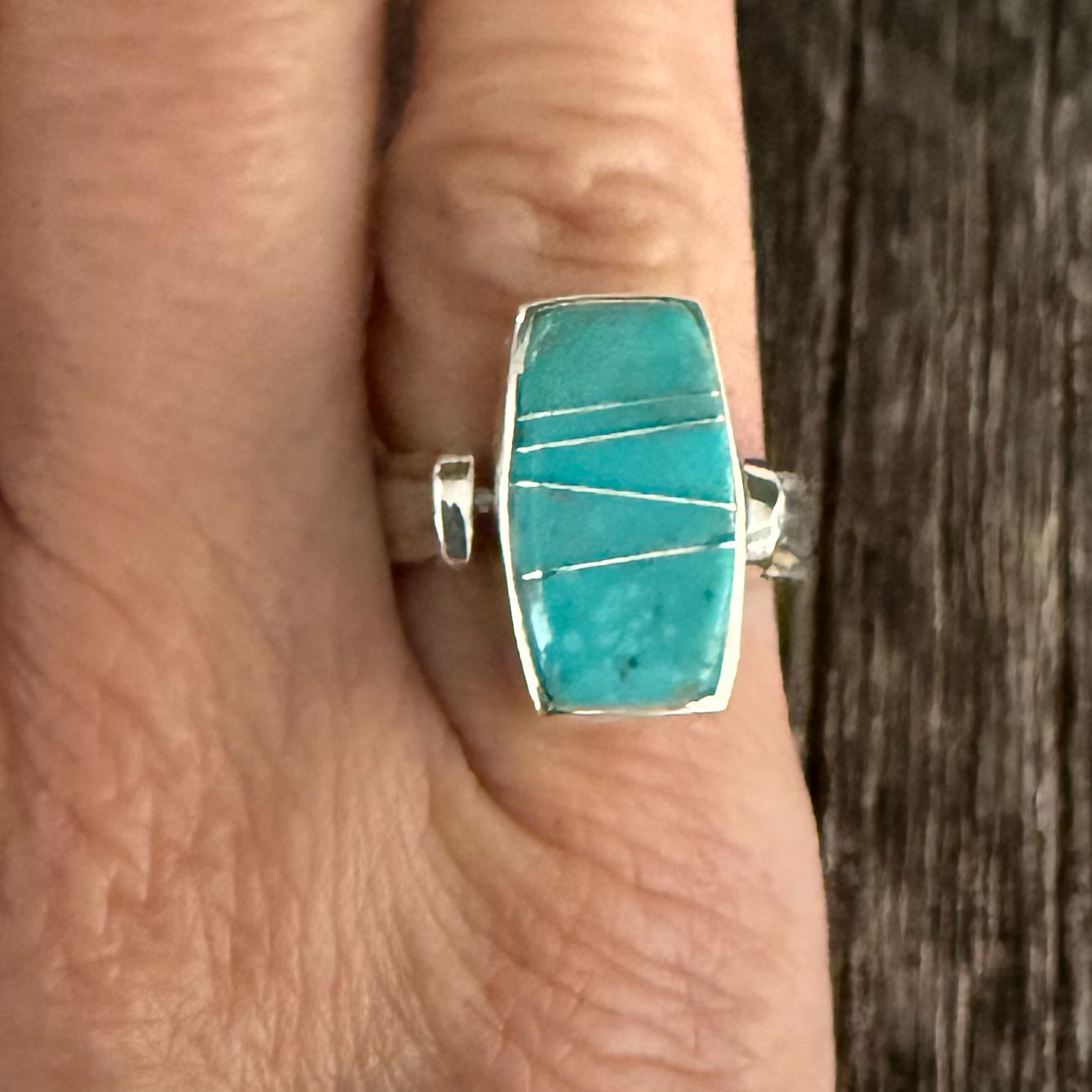 Authentic Native American Handmade by Navajo Artist Calvin Begay Sterling Silver, Turquoise and Spiny Oyster Zuni Inlay Ring Reversible size 5.