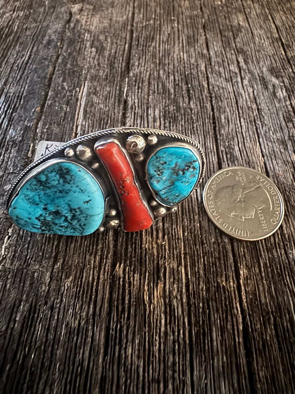 Kingman Coral Turquoise Ring