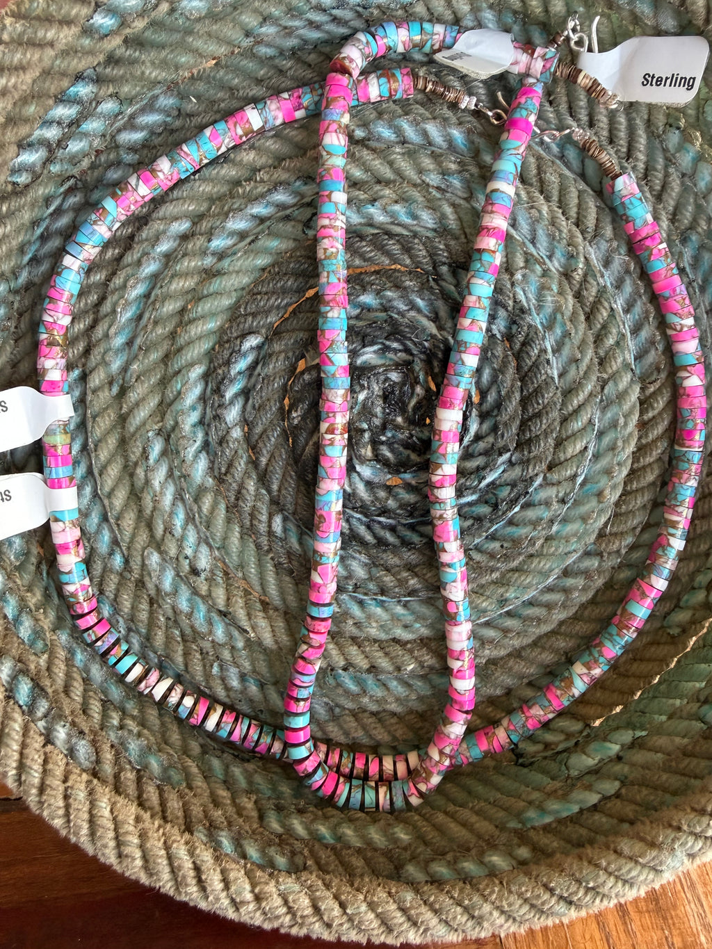 Native American Randy Garcia Handmade Cotton Candy Necklace 18”