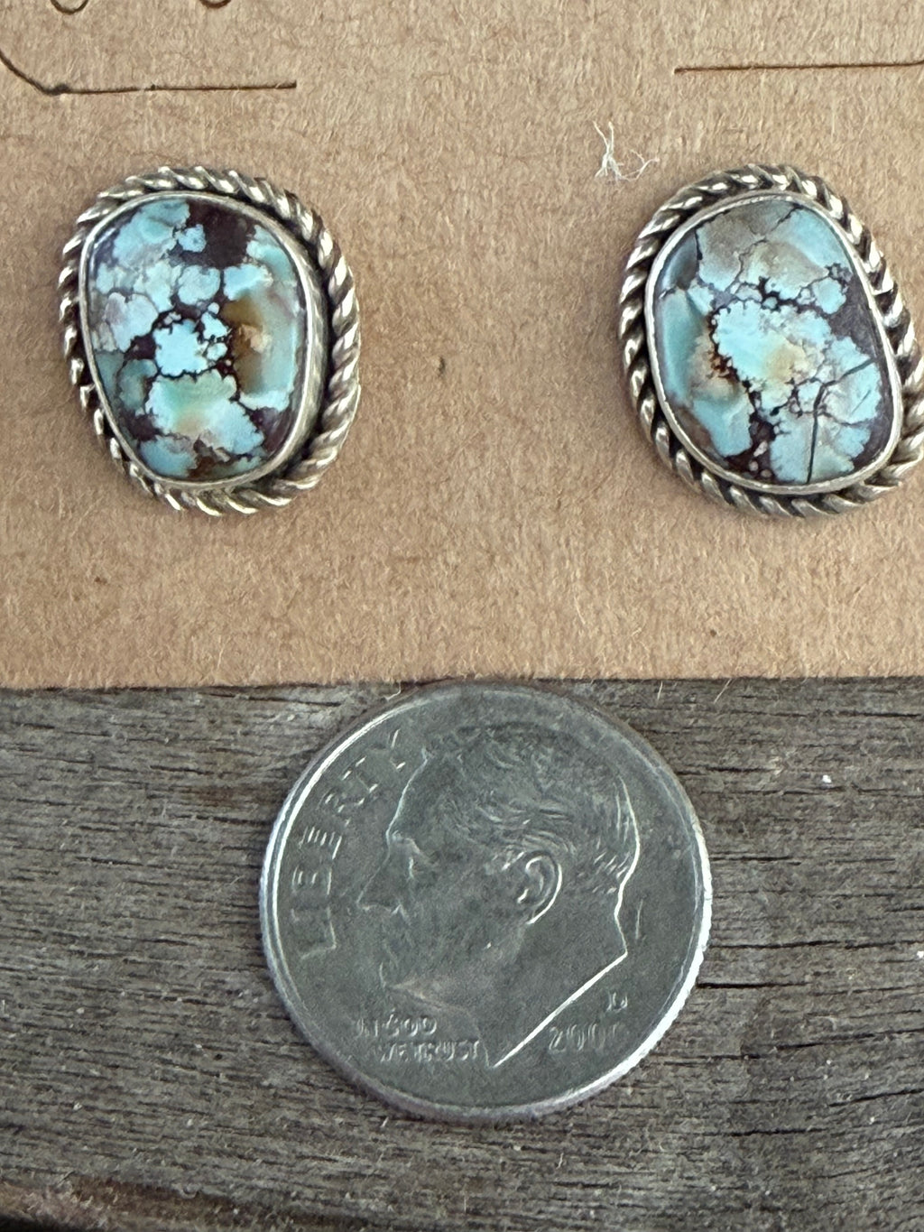 Native American Handmade Sterling Silver Turquoise Earrings