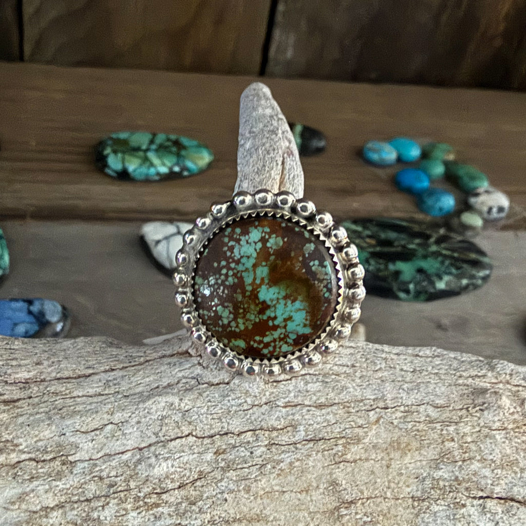 Authentic Native American Handmade Sterling Silver and Turquoise Adjustable Ring