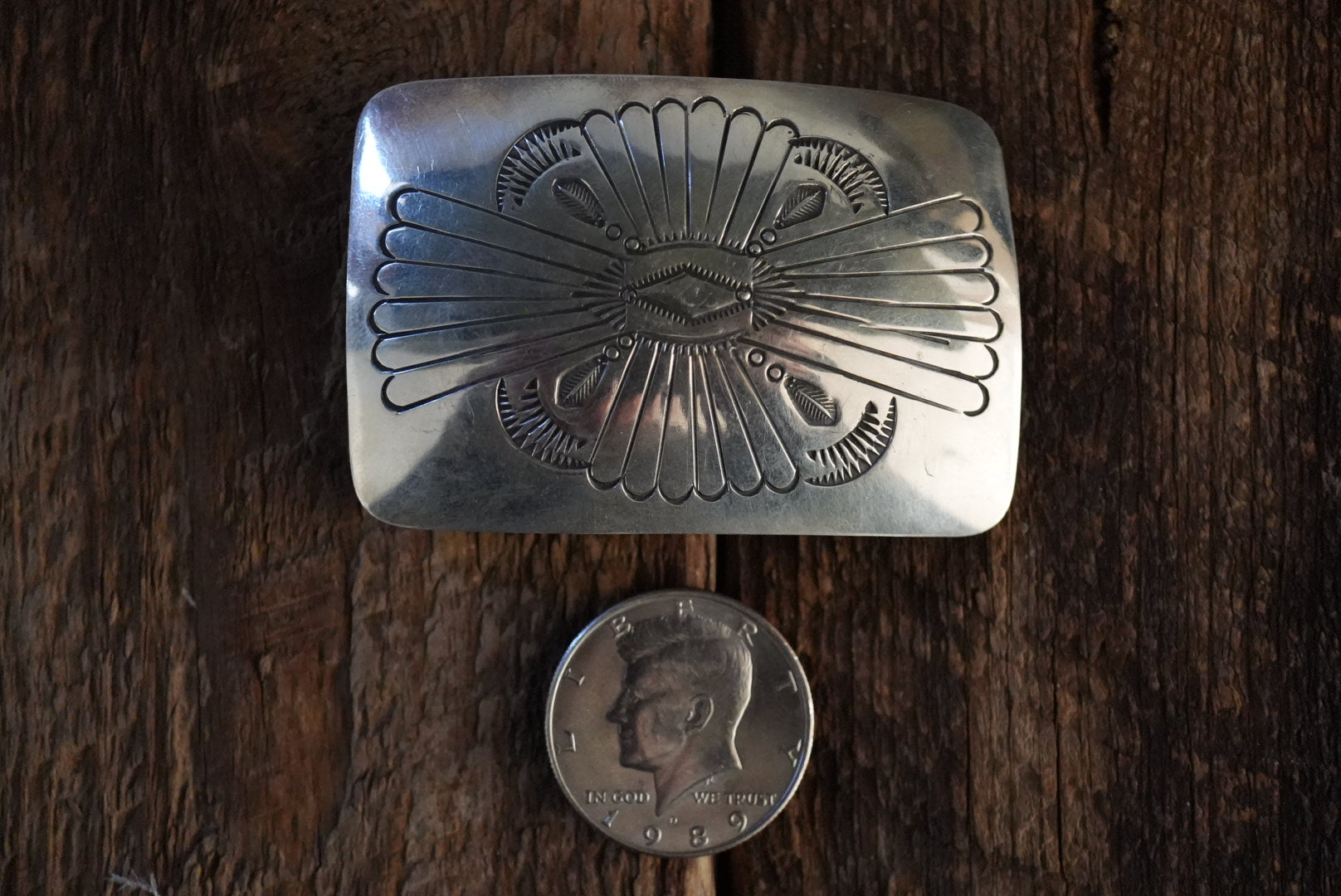 Sterling Silver Handmade-Hand Stamped Custom Belt Buckle