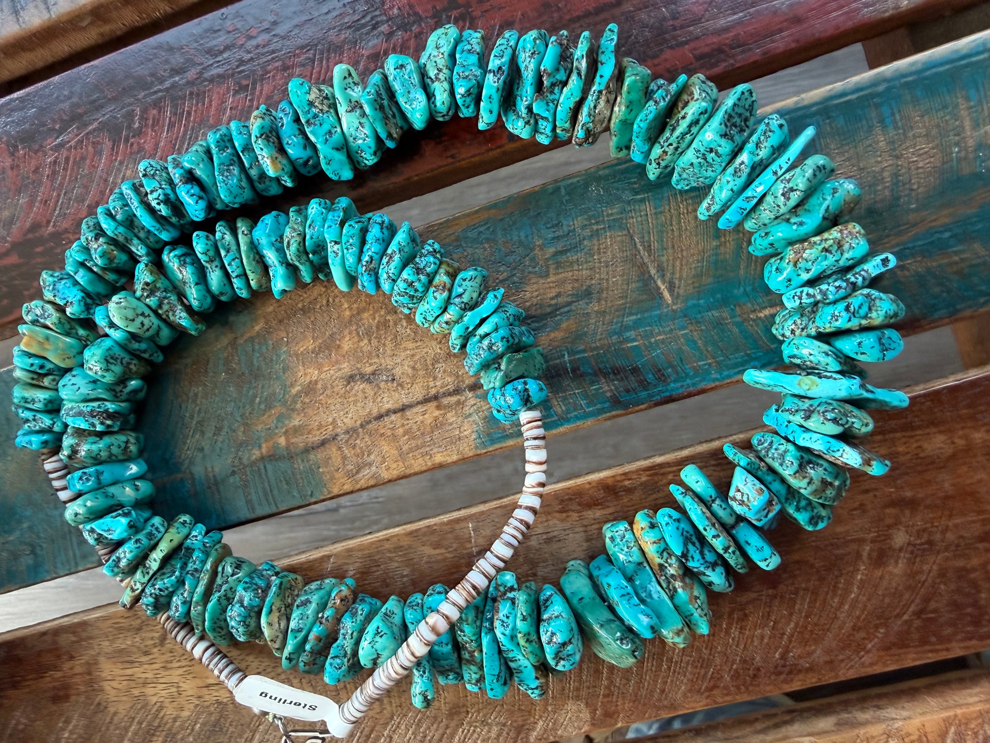 Native American Handmade Heavy Chunky Kingman Nugget Necklace 30”