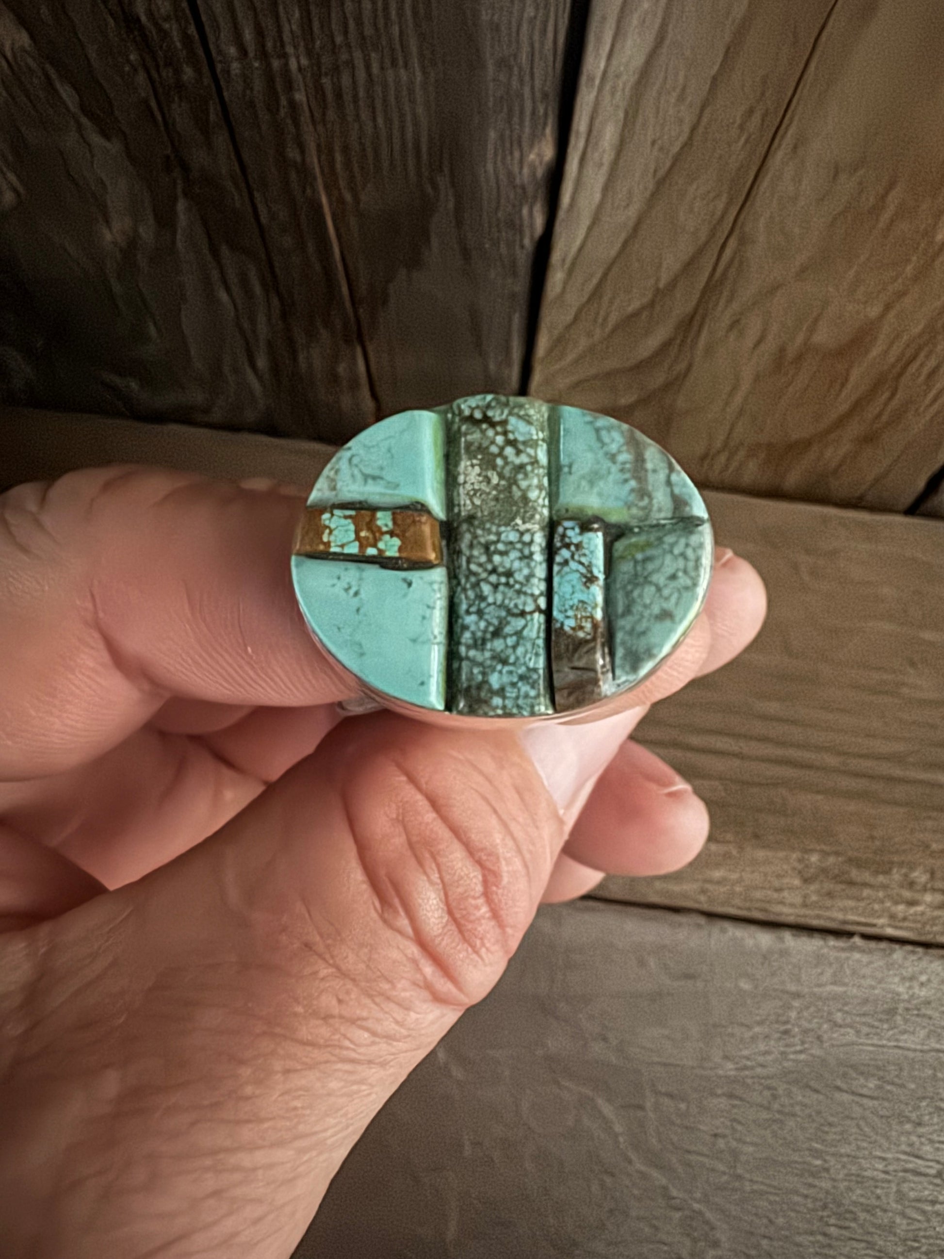 Sterling Silver Royston Turquoise Ring Size 14