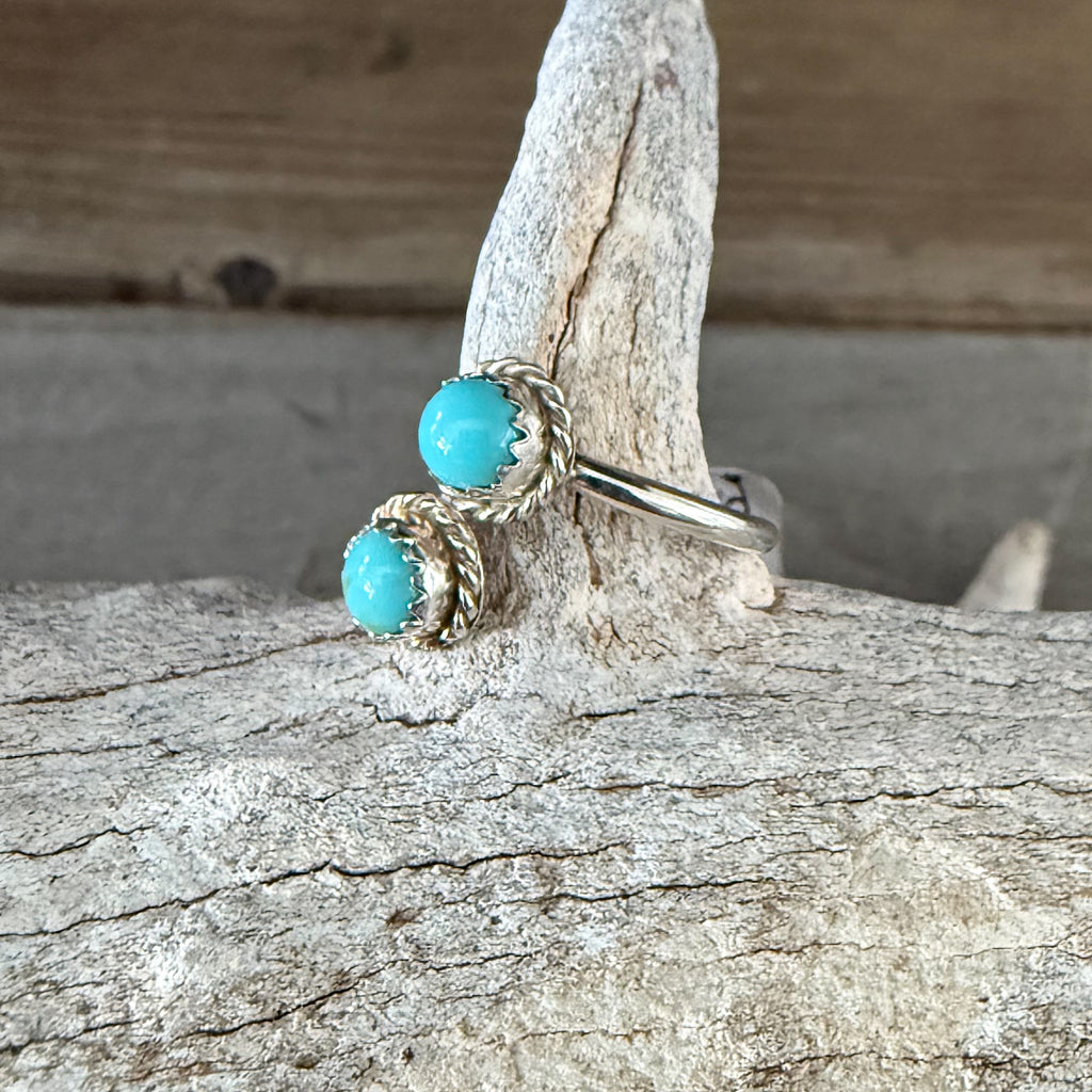 Authentic Native American Handmade Sterling Silver and Turquoise Adjustable Ring.