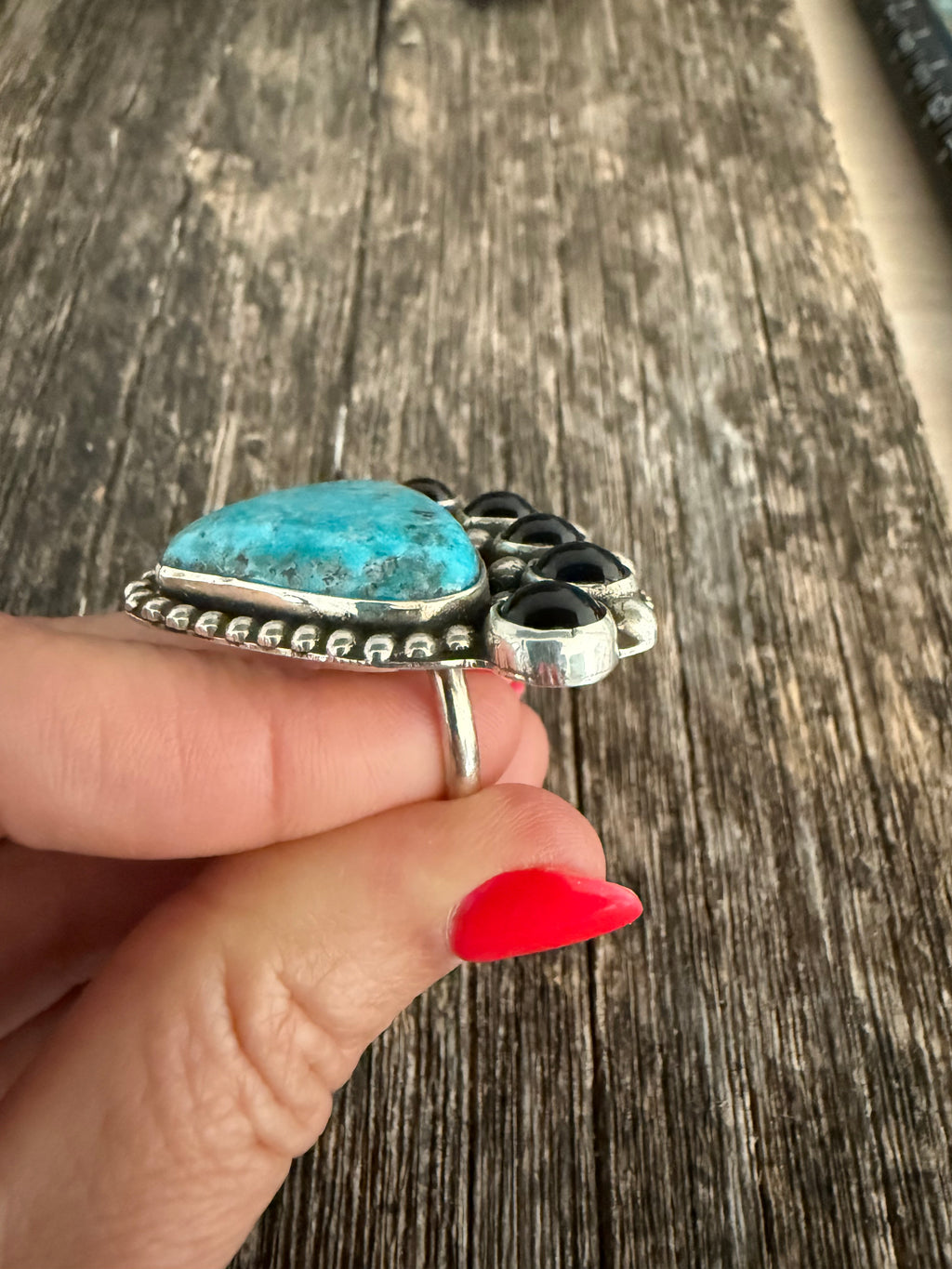 Black Onyx and Turquoise Custom Chad Tellar Ring