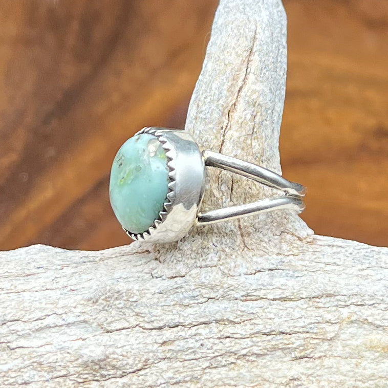 Authentic Native American Handmade Palomino Variscite Sterling Silver Ring