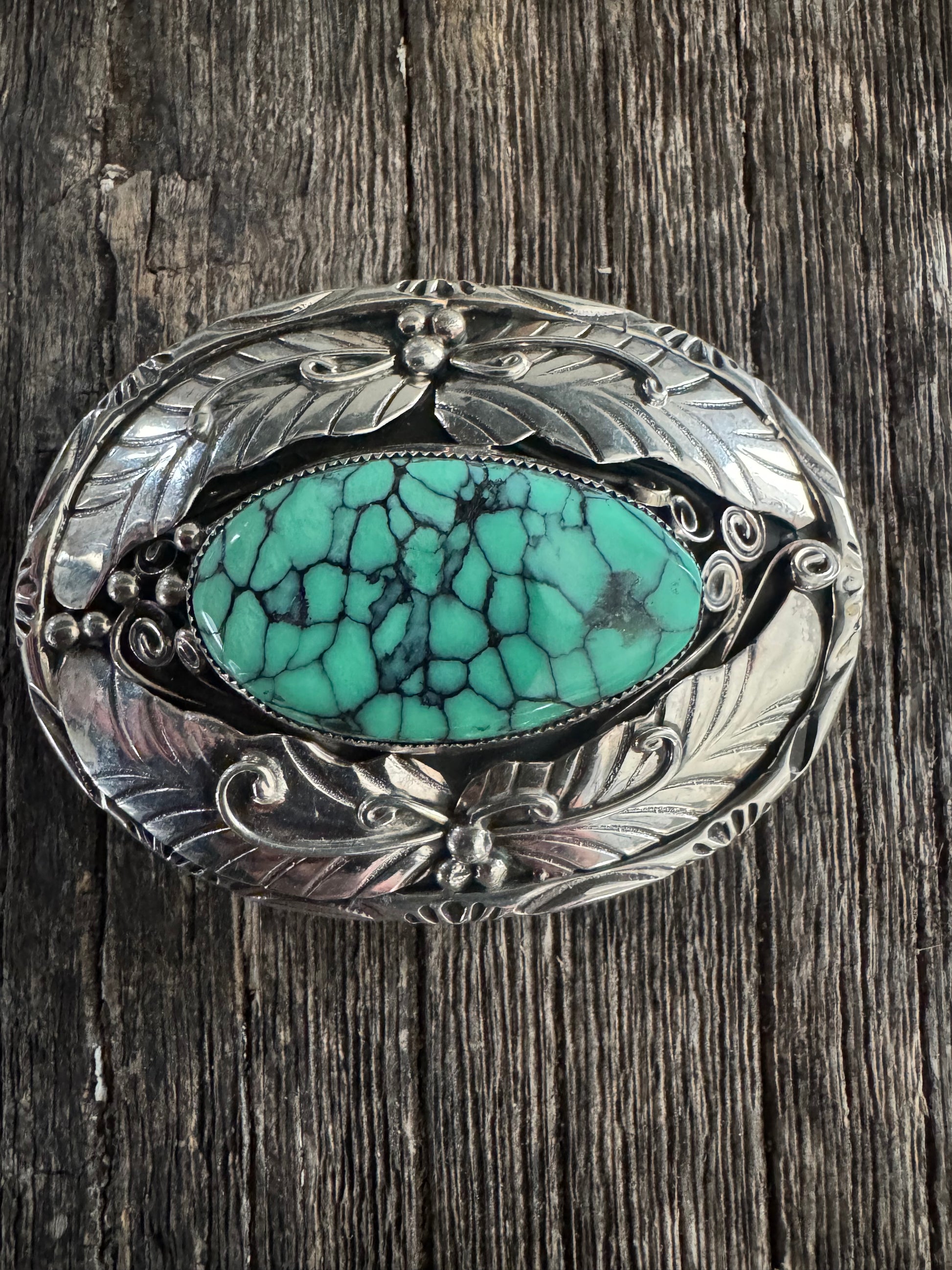 Handmade Emerald Rose Variscite Belt Buckle