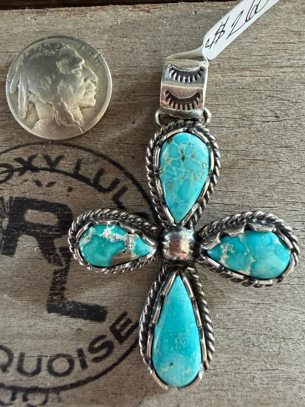Handmade Sterling Silver Whitewater Turquoise Pendant( non-native) by TV Custom Silver